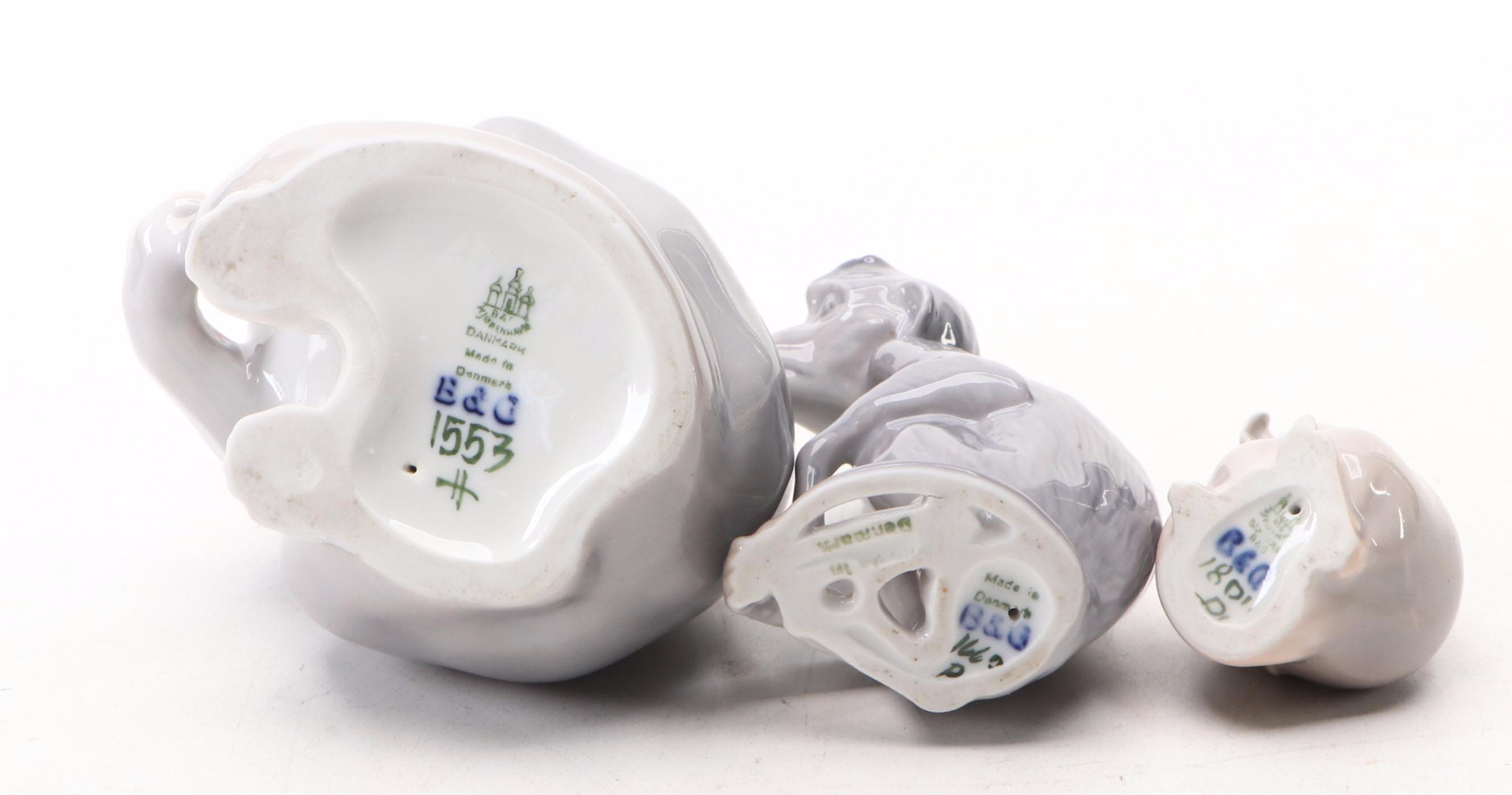 Danish Bing & Grøndahl Porcelain Figurines with Royal Copenhagen Ceramic Plate