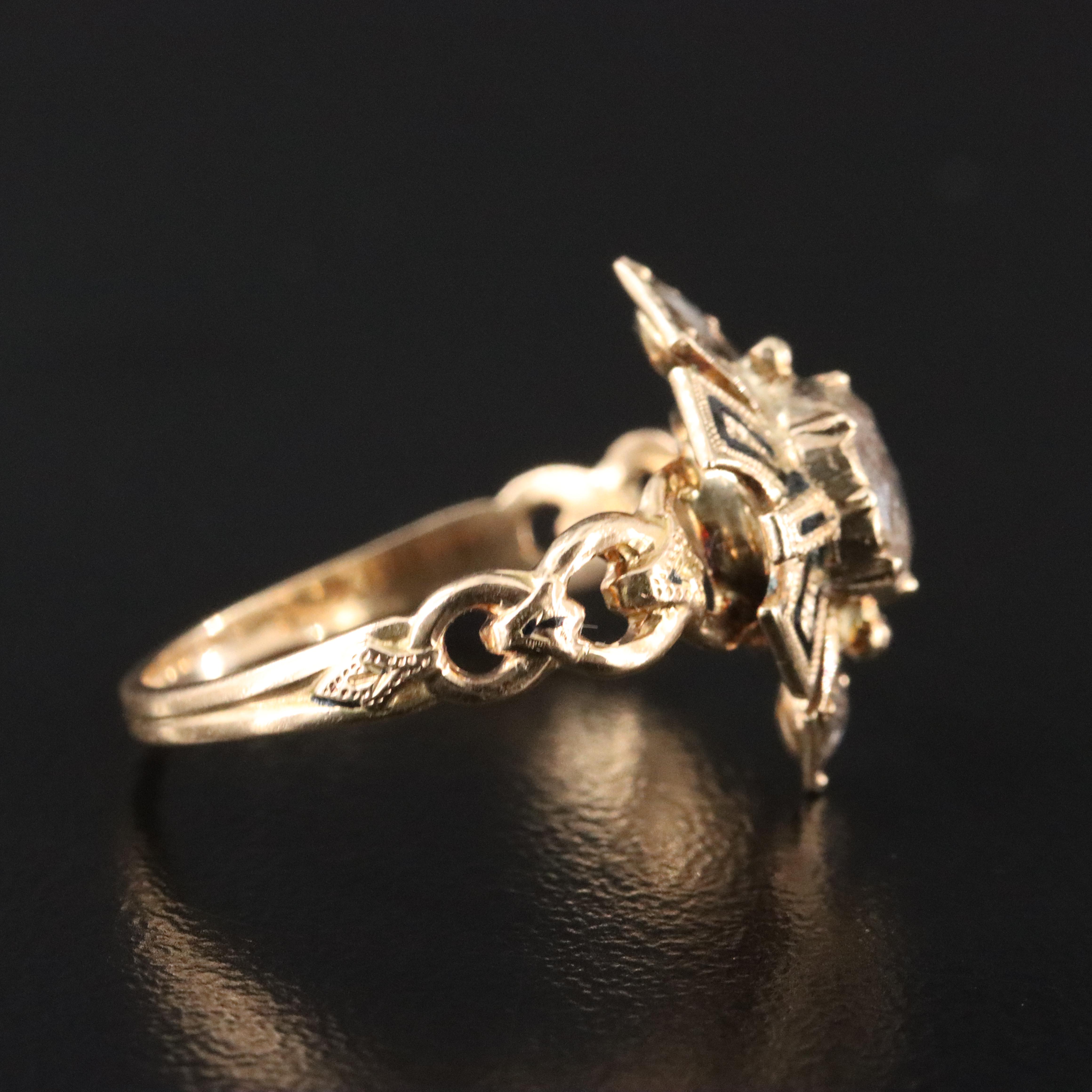 Antique 18K Diamond and Taille d’Epargné Ring