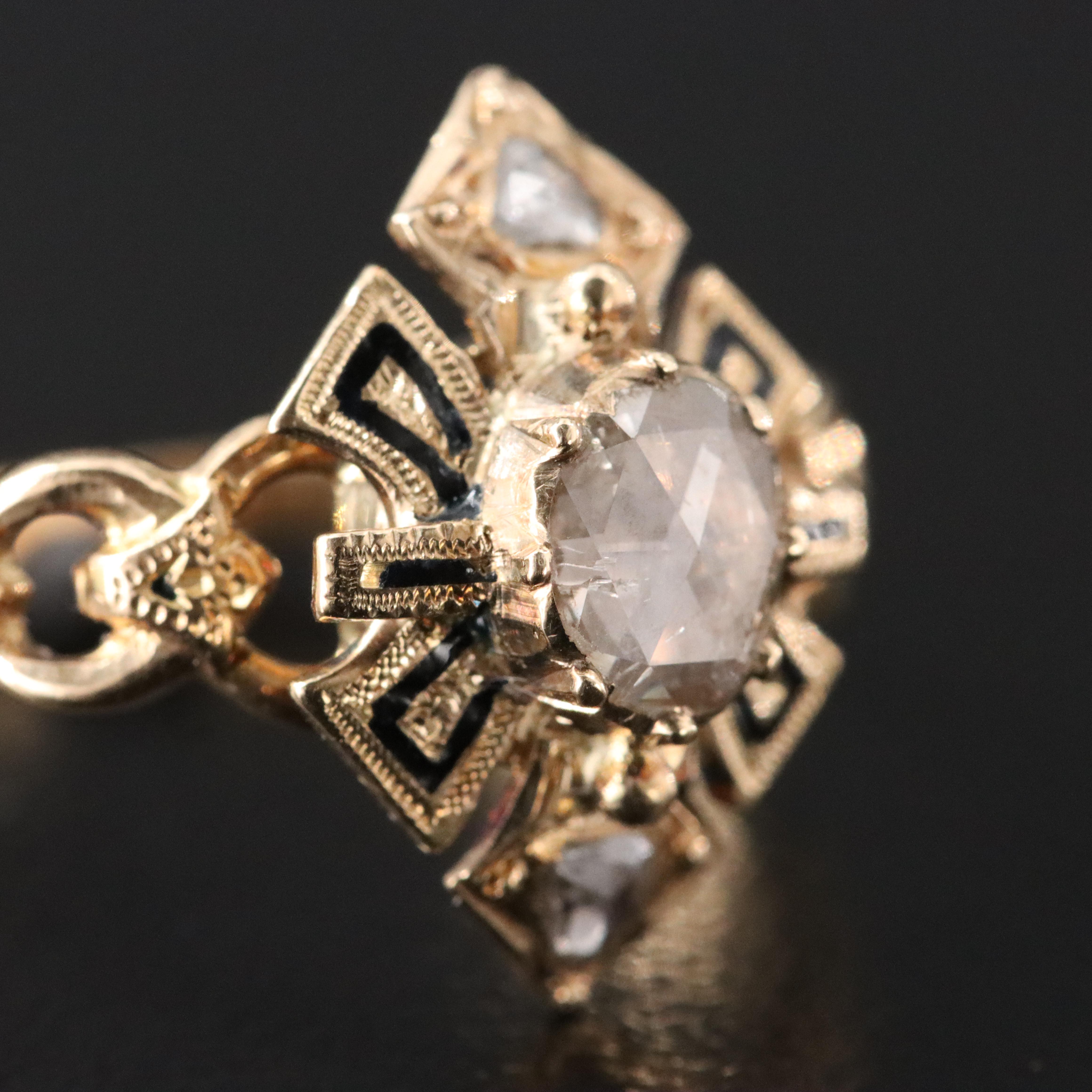 Antique 18K Diamond and Taille d’Epargné Ring