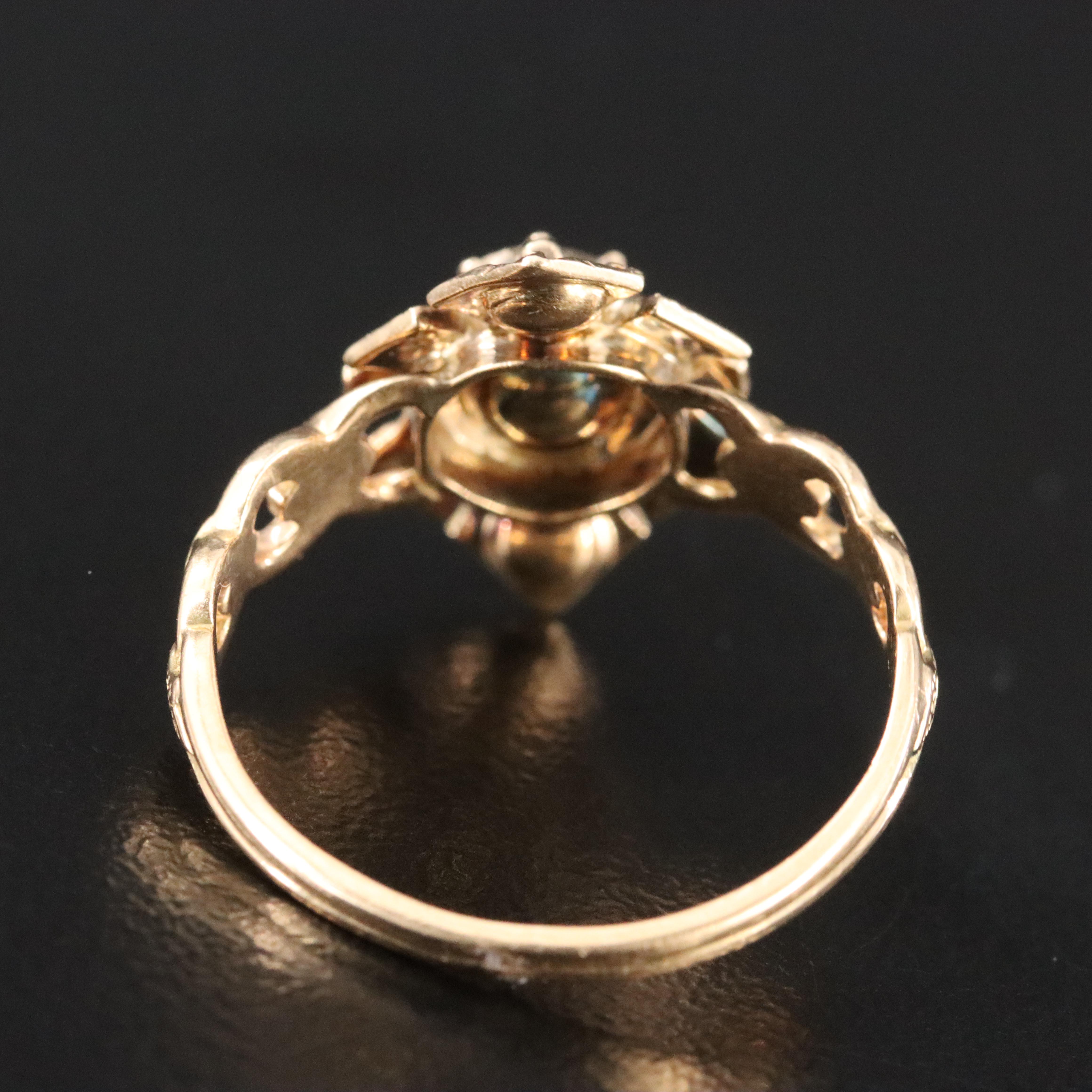 Antique 18K Diamond and Taille d’Epargné Ring