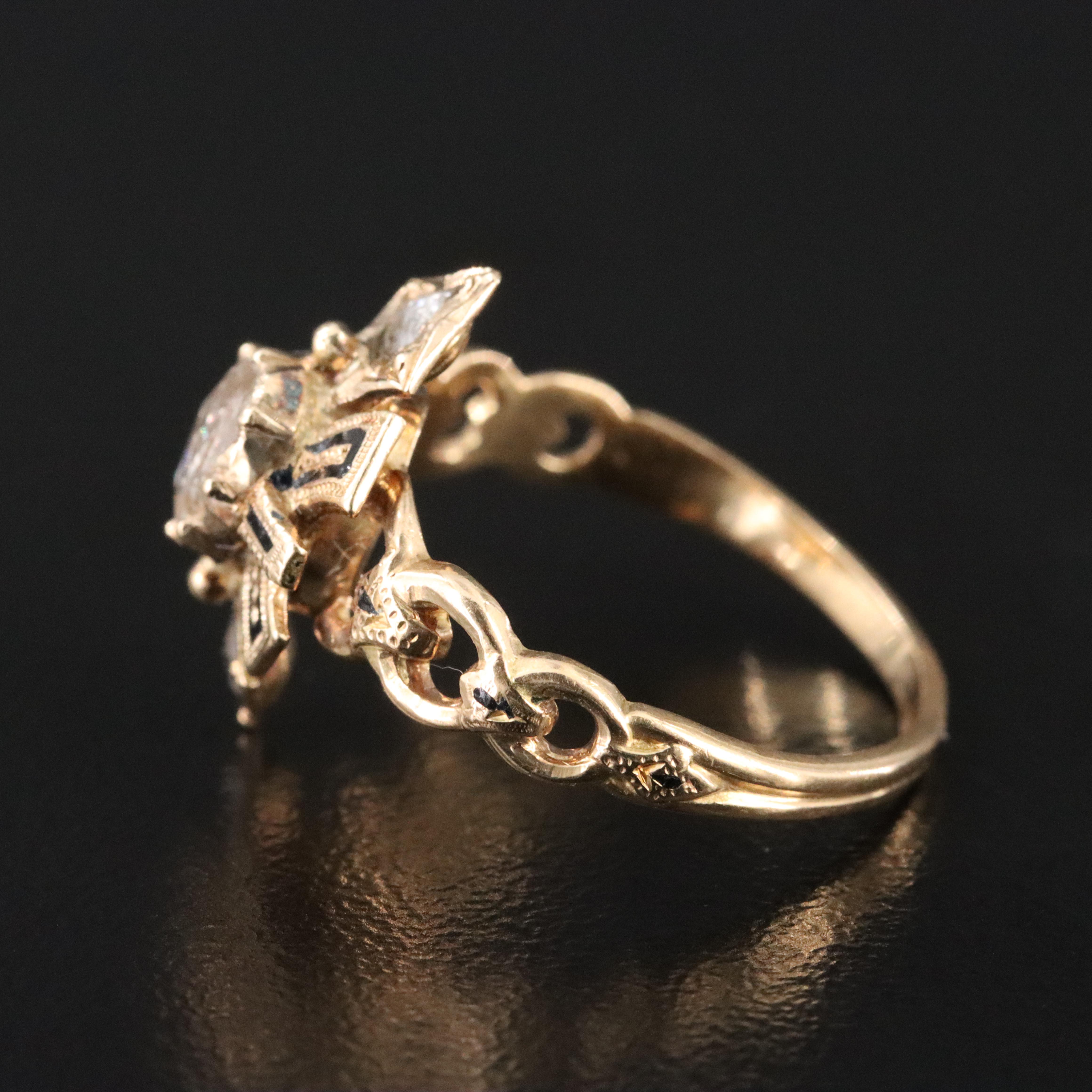 Antique 18K Diamond and Taille d’Epargné Ring