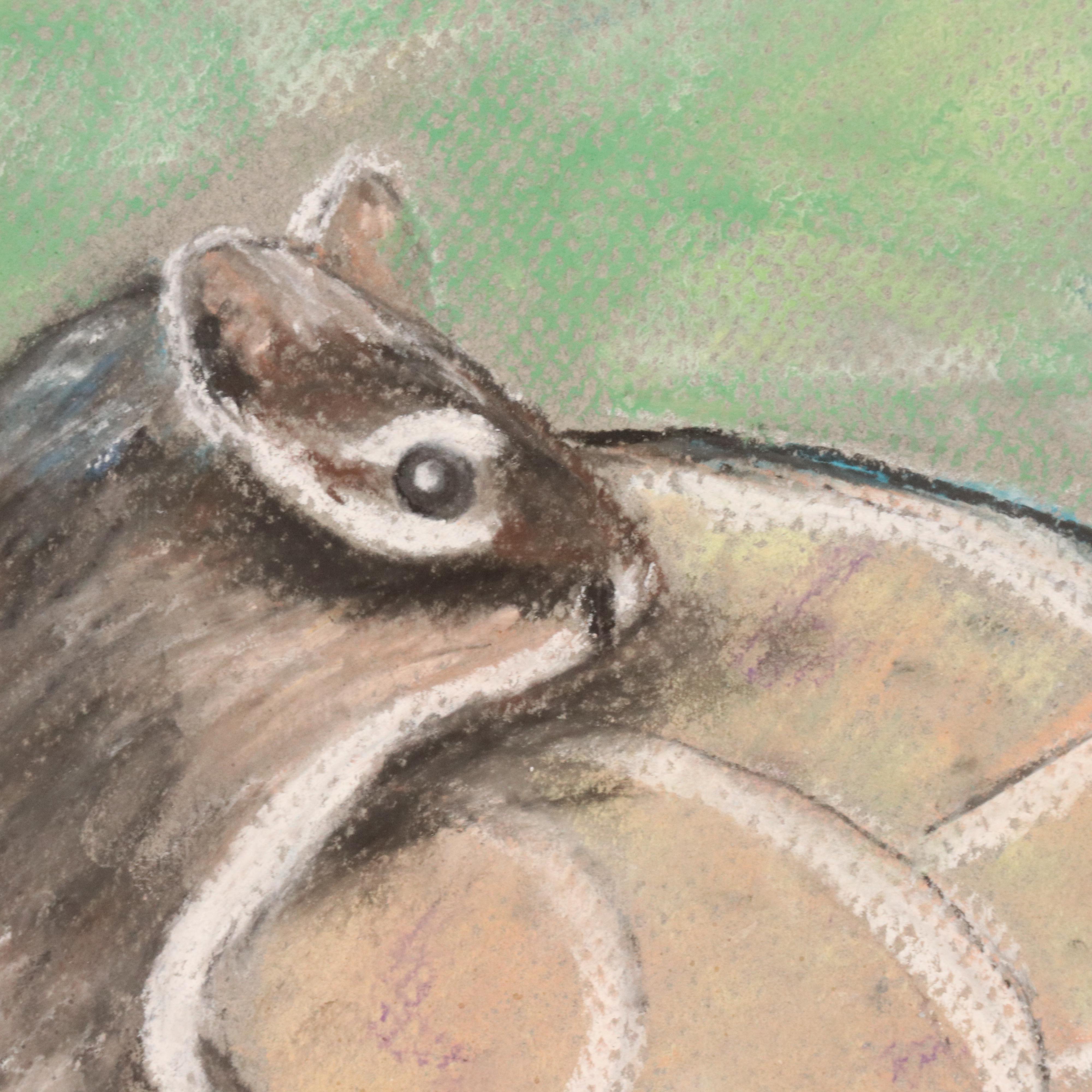 Kurt Jackson Pastel Drawing of Chipmunk, 2009
