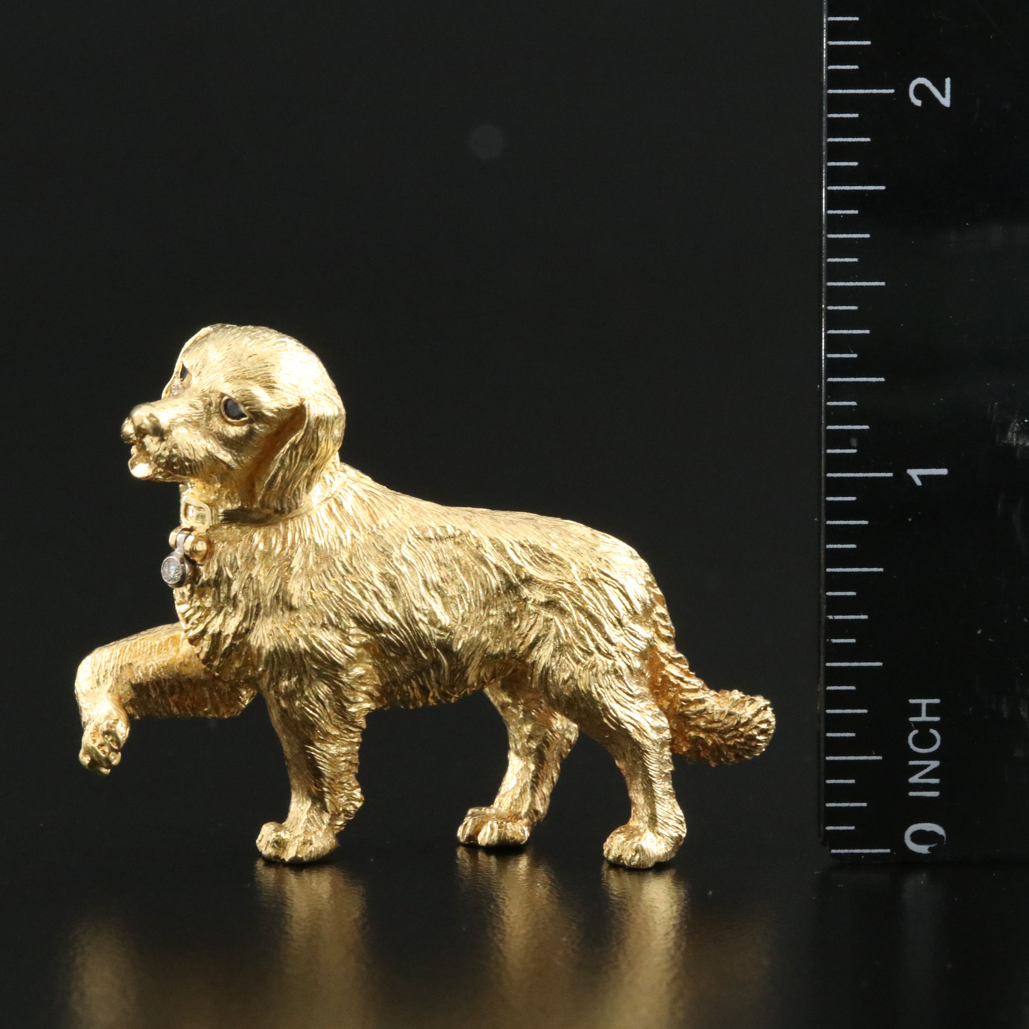 Tiffany & Co.18K Retriever Figural Brooch with Diamond and Sapphire Accents