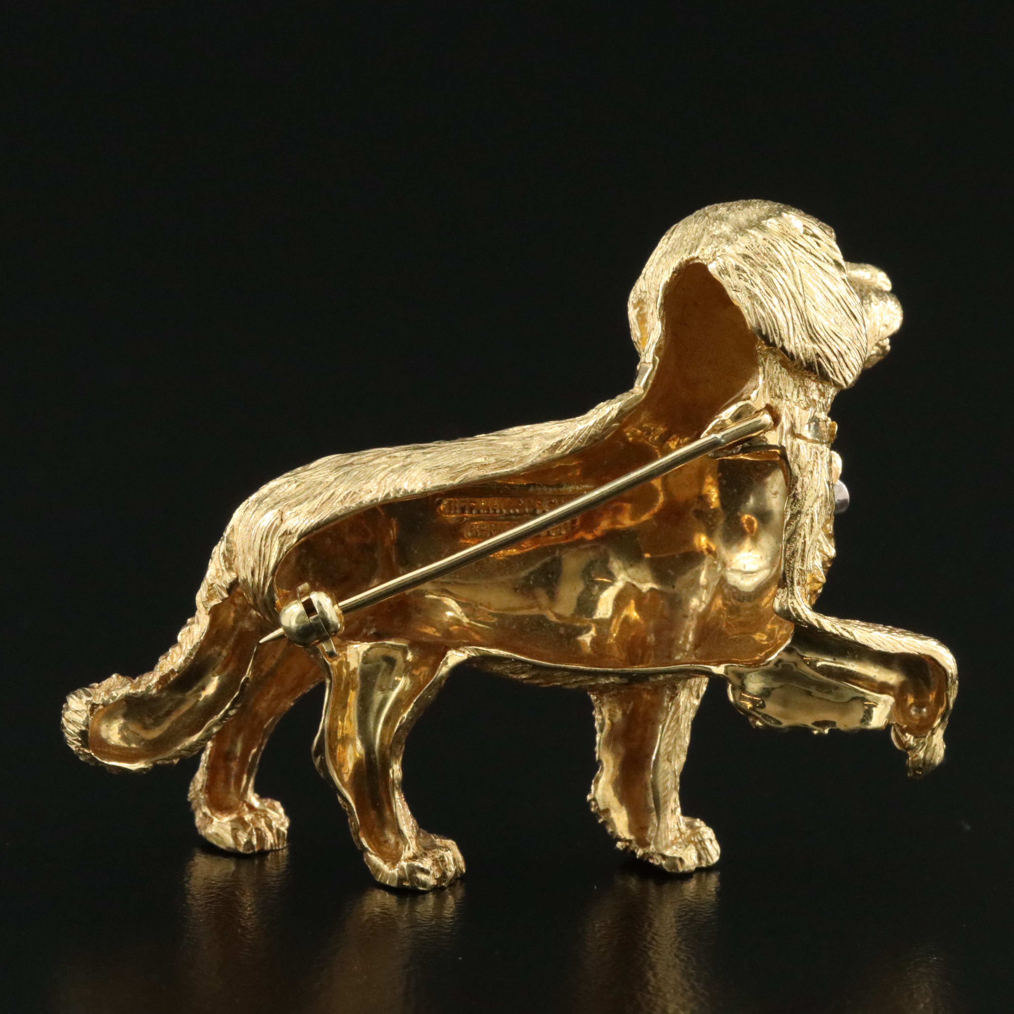 Tiffany & Co.18K Retriever Figural Brooch with Diamond and Sapphire Accents