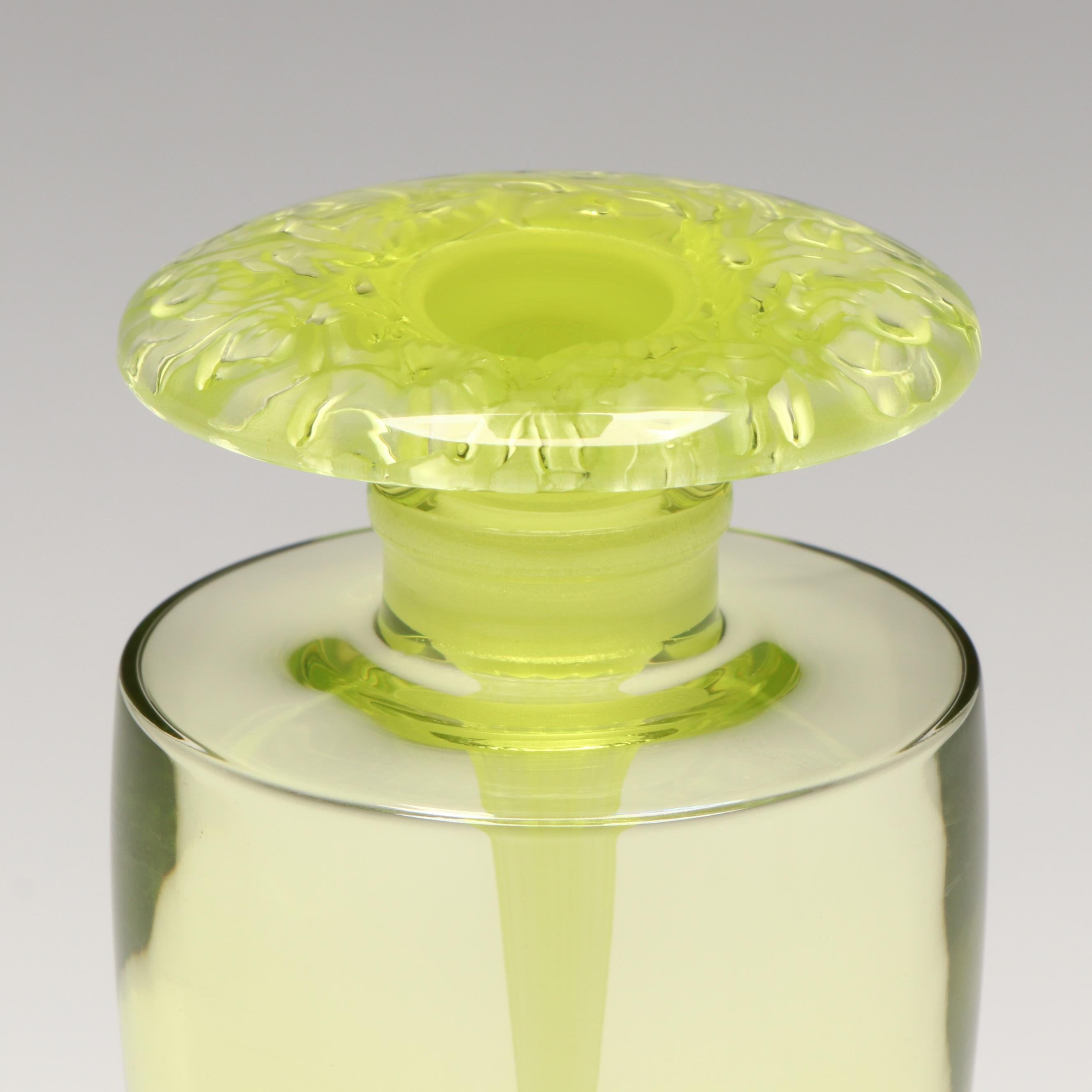 Lalique "Bucolique" Amber Crystal Perfume Bottle