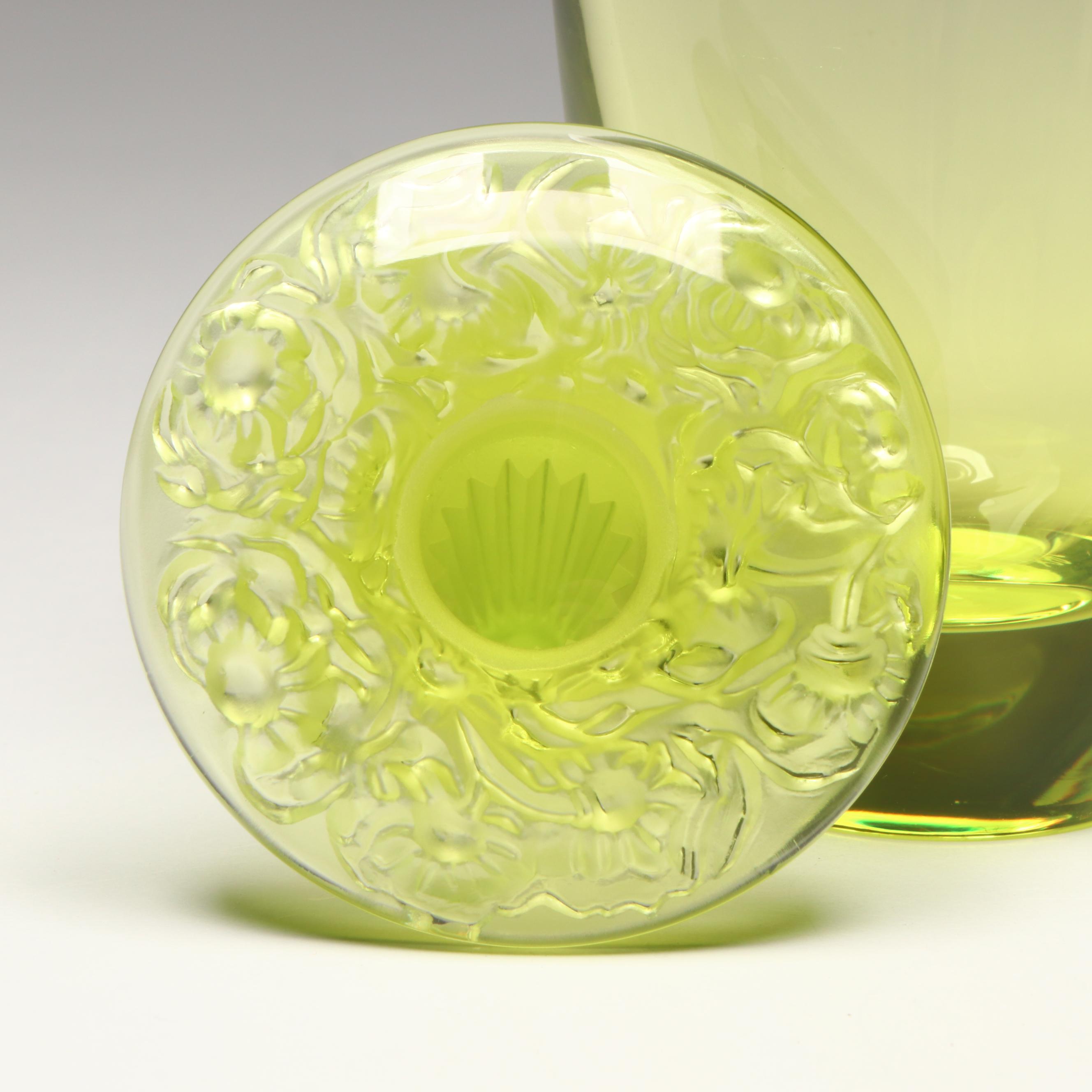 Lalique "Bucolique" Amber Crystal Perfume Bottle