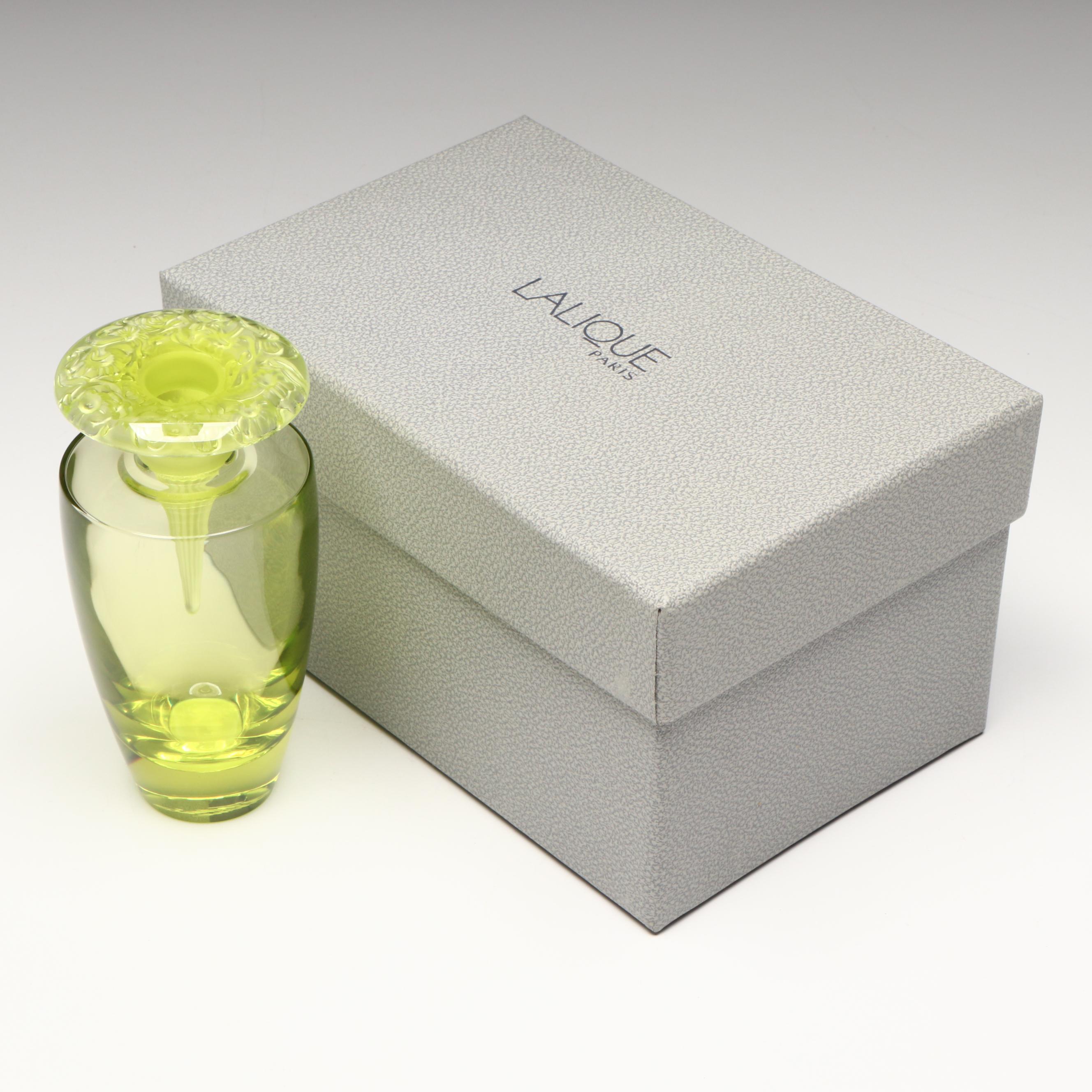 Lalique "Bucolique" Amber Crystal Perfume Bottle