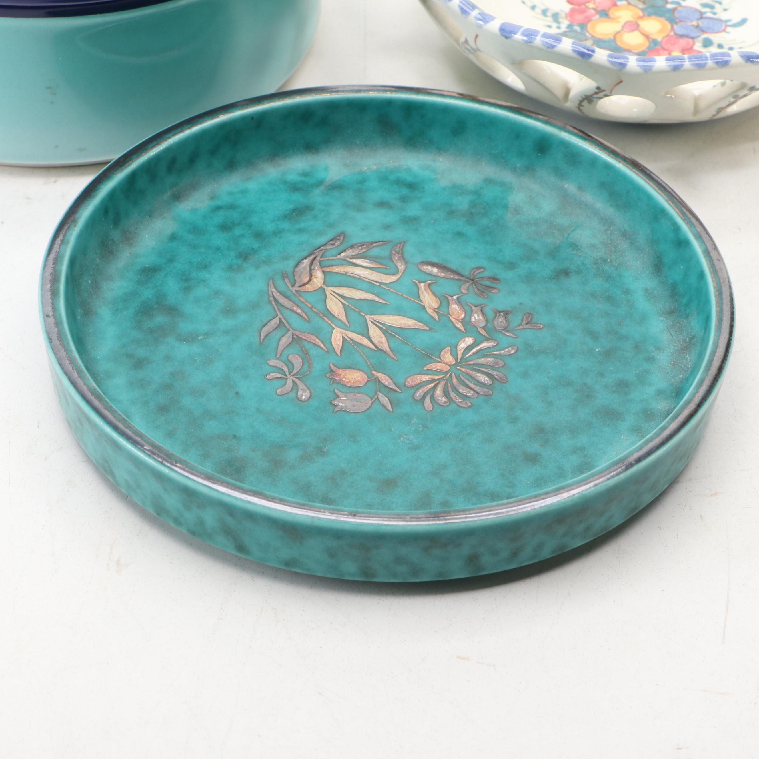 Tiffany & Co. Porcelain Box with Gustavsberg and Zenith Gouda Pottery Dishes