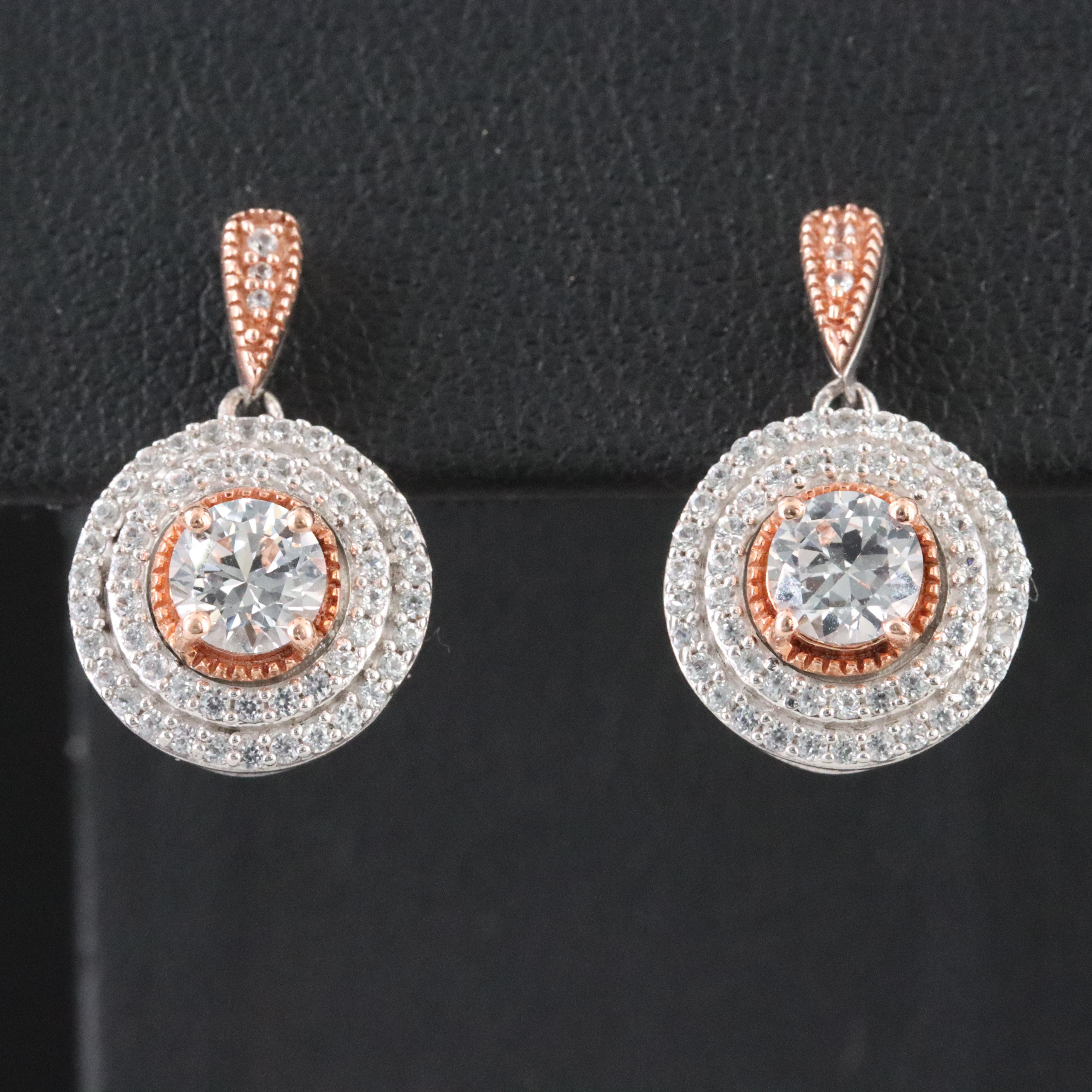 Sterling White Topaz Earrings with 10K Rose Gold Accents