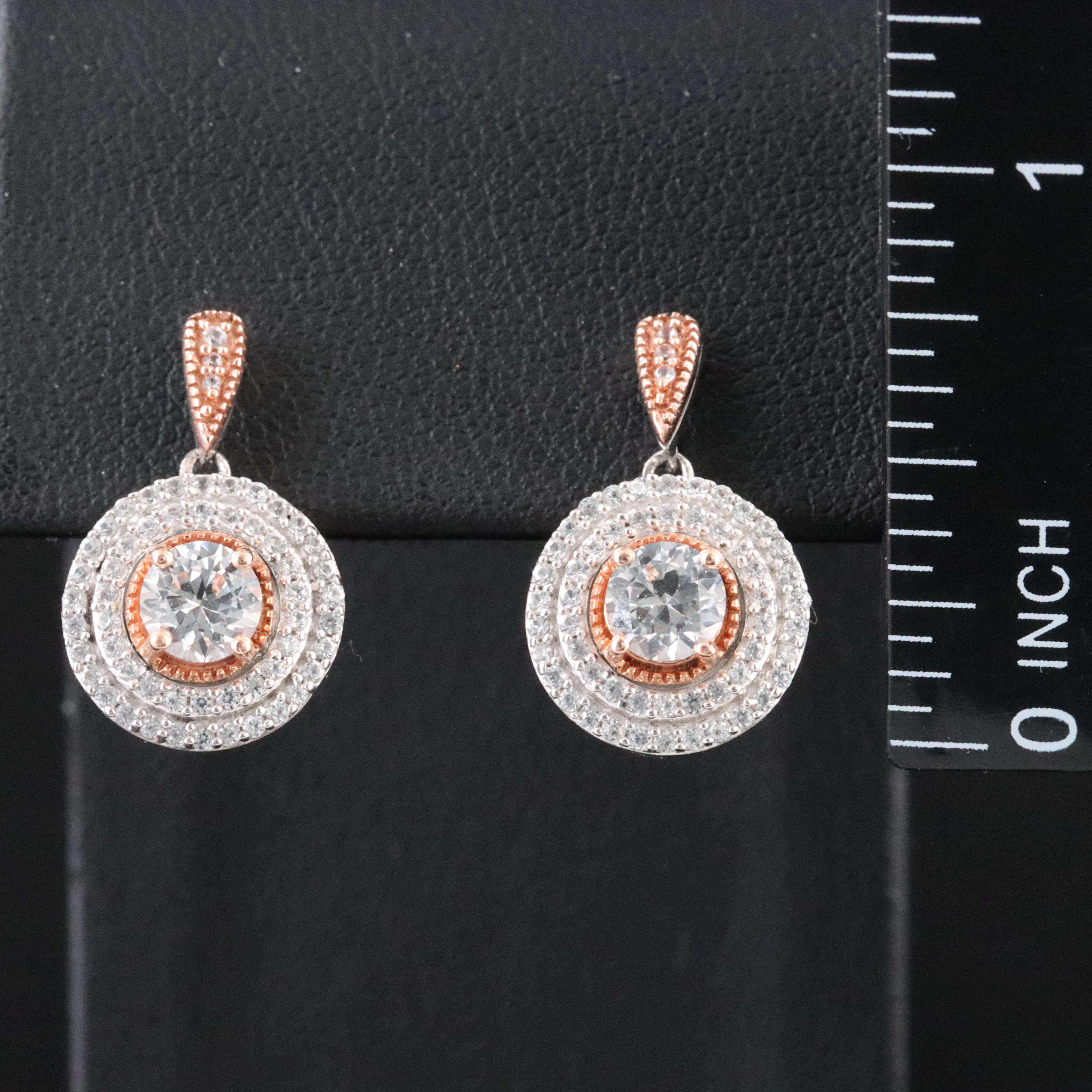 Sterling White Topaz Earrings with 10K Rose Gold Accents
