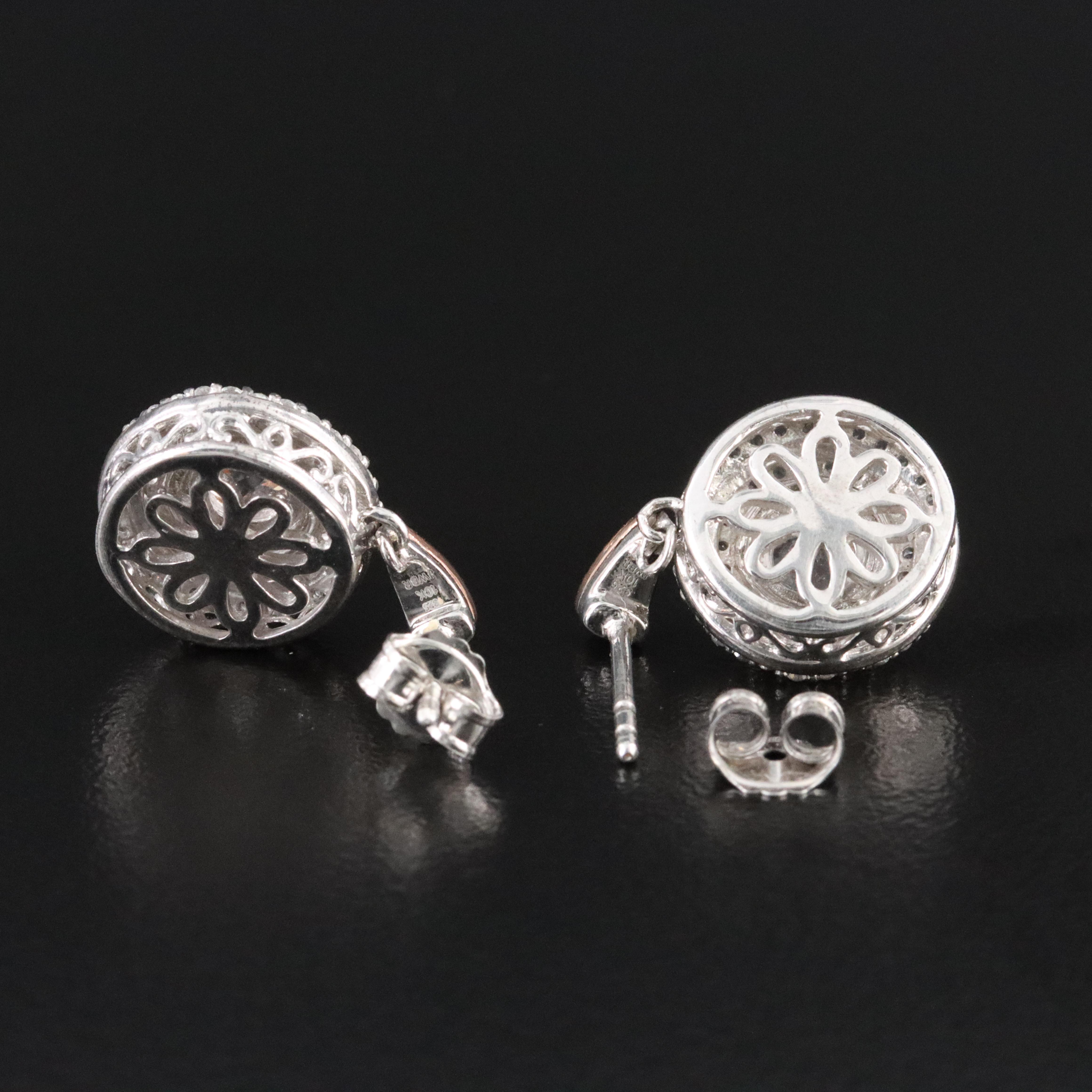 Sterling White Topaz Earrings with 10K Rose Gold Accents