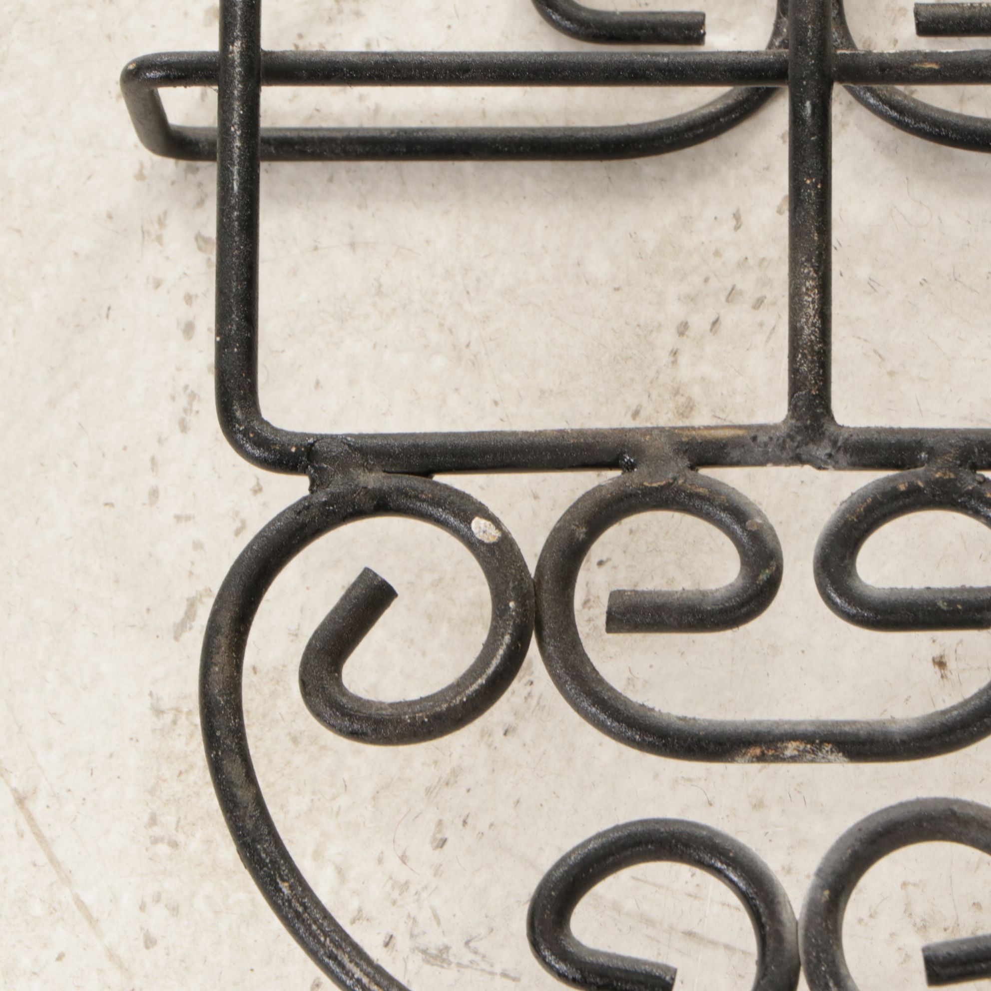 Three Wrought Iron Wall Hanging Plate Display Racks