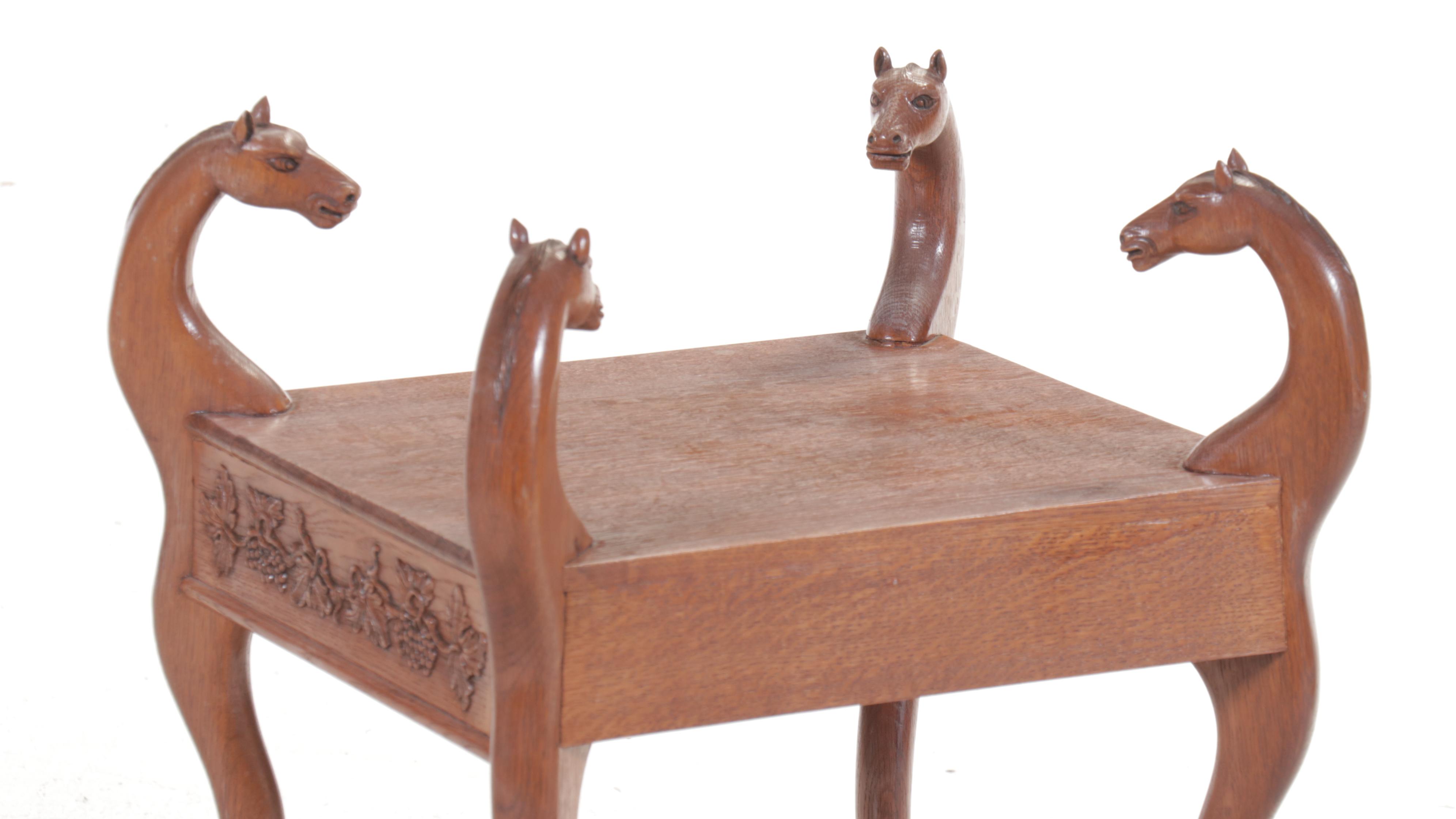Carved Oak Horse Form Side Table, Mid to Late 20th Century