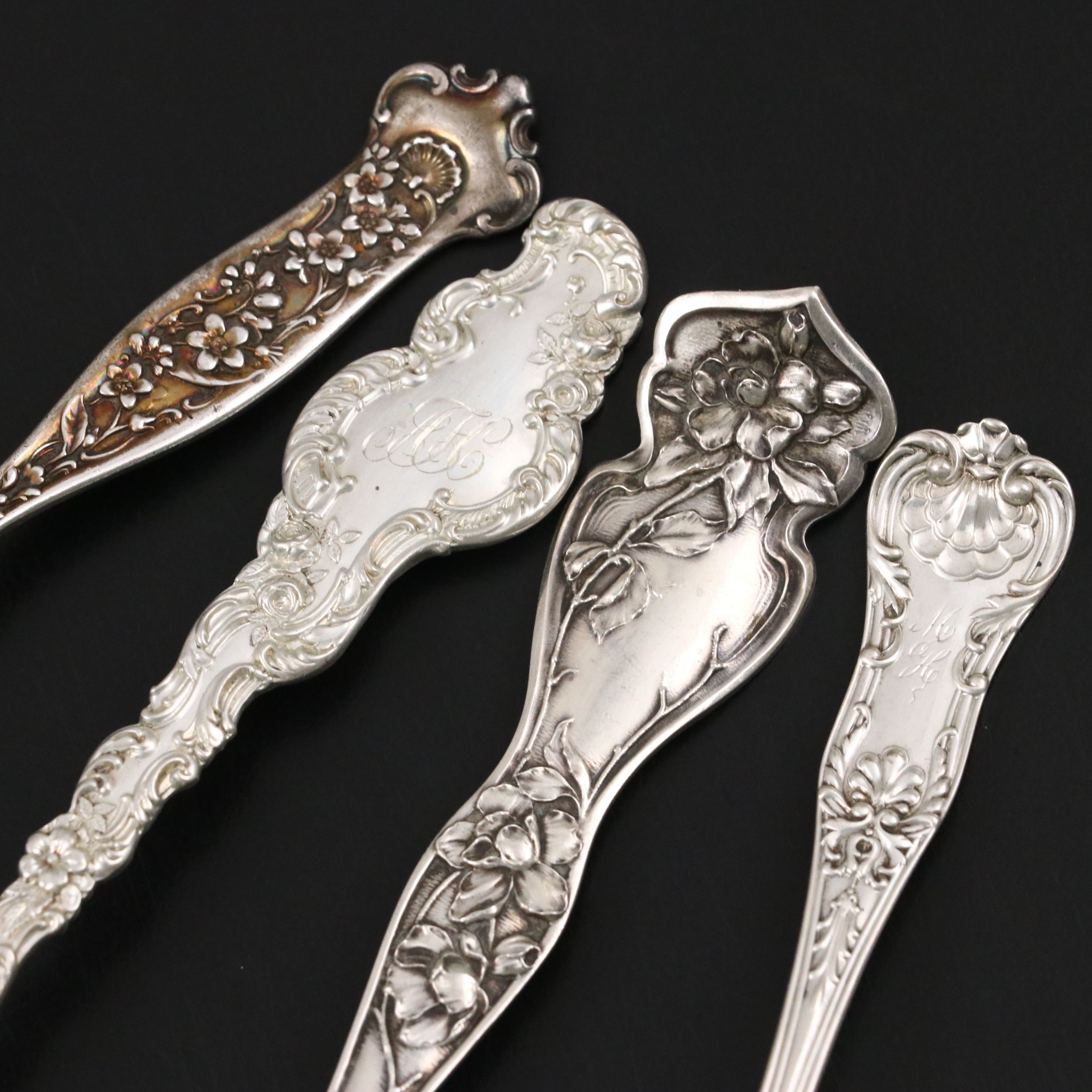 American Sterling Silver Serving Utensils Featuring Blackinton "Cherry Blossom"