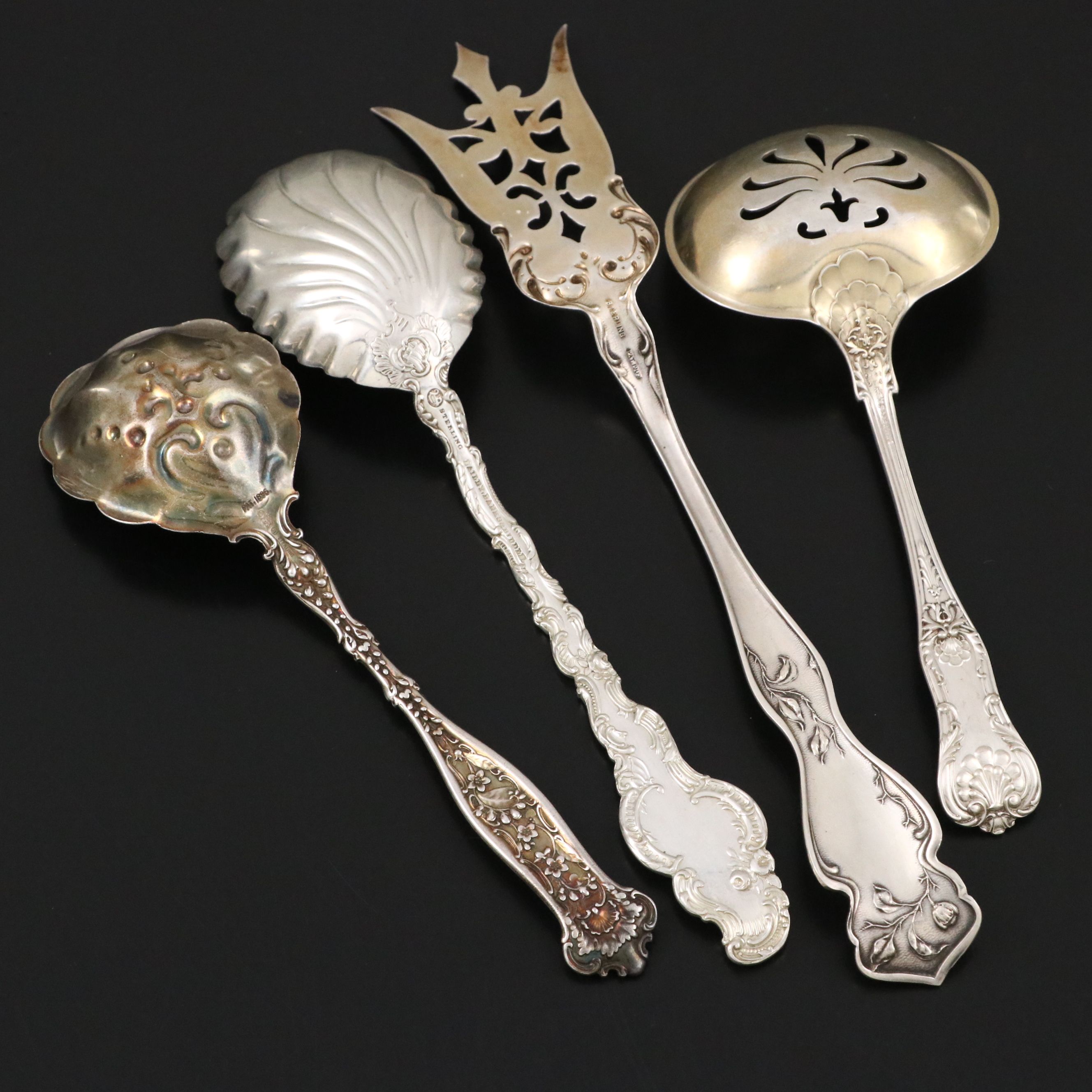 American Sterling Silver Serving Utensils Featuring Blackinton "Cherry Blossom"