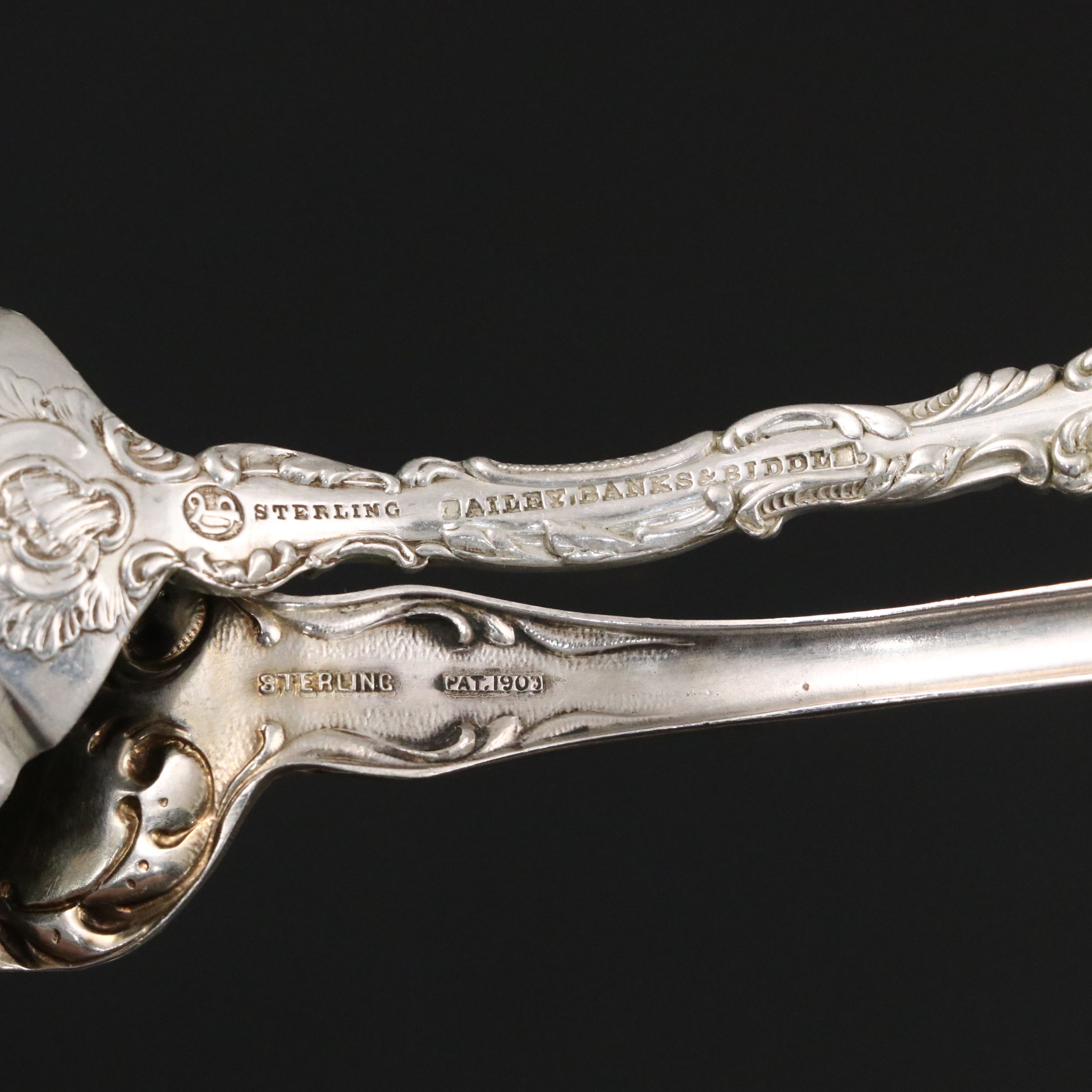 American Sterling Silver Serving Utensils Featuring Blackinton "Cherry Blossom"