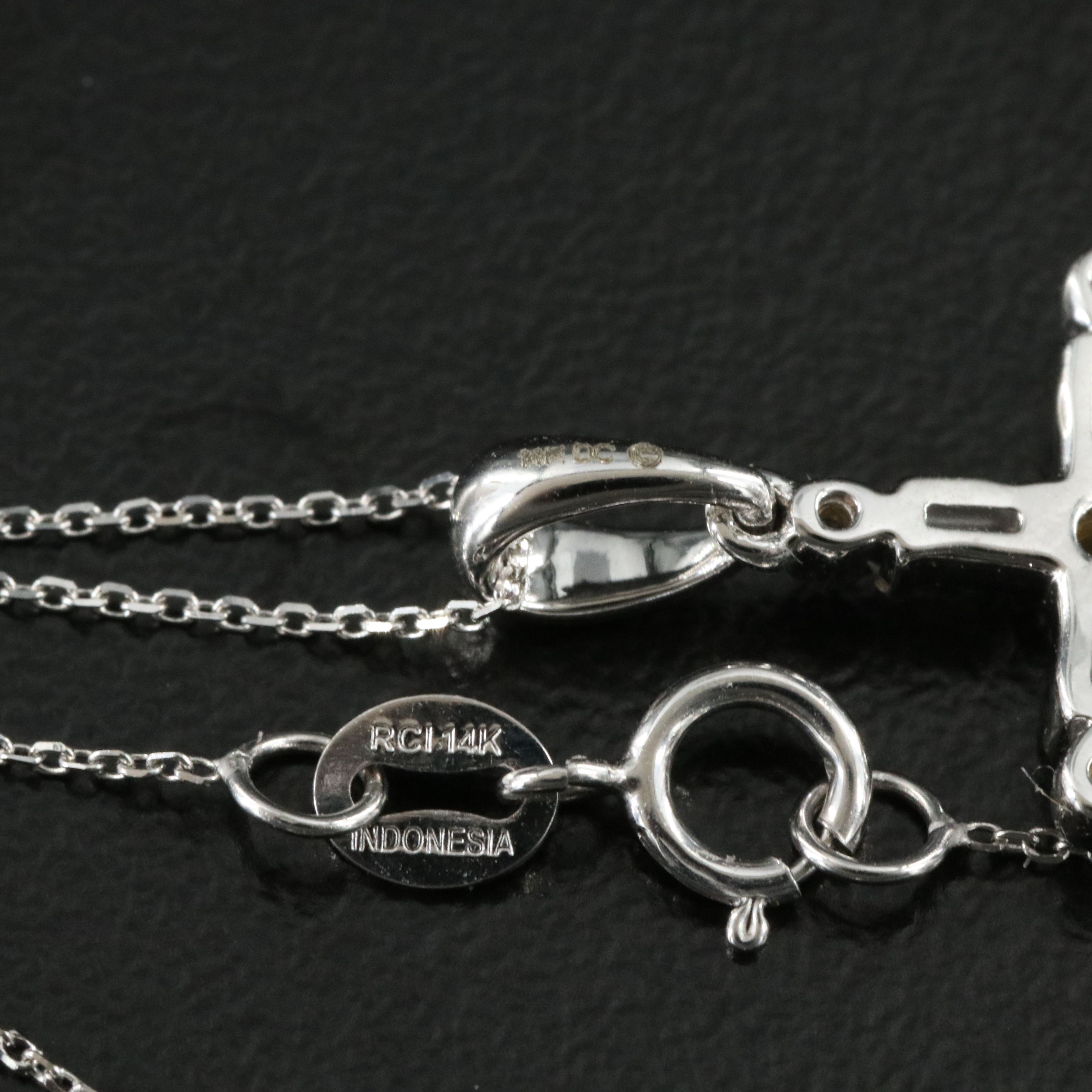 14K 0.16 CTW Cross Pendant Necklace