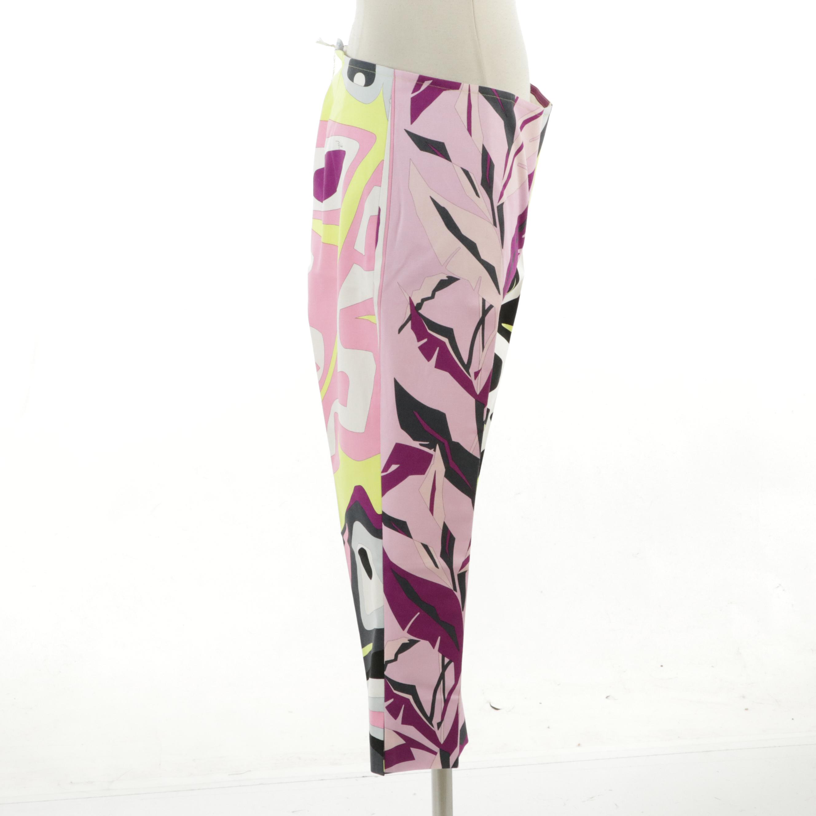 Emilio Pucci Multicolor Printed Capri Pants with Tags