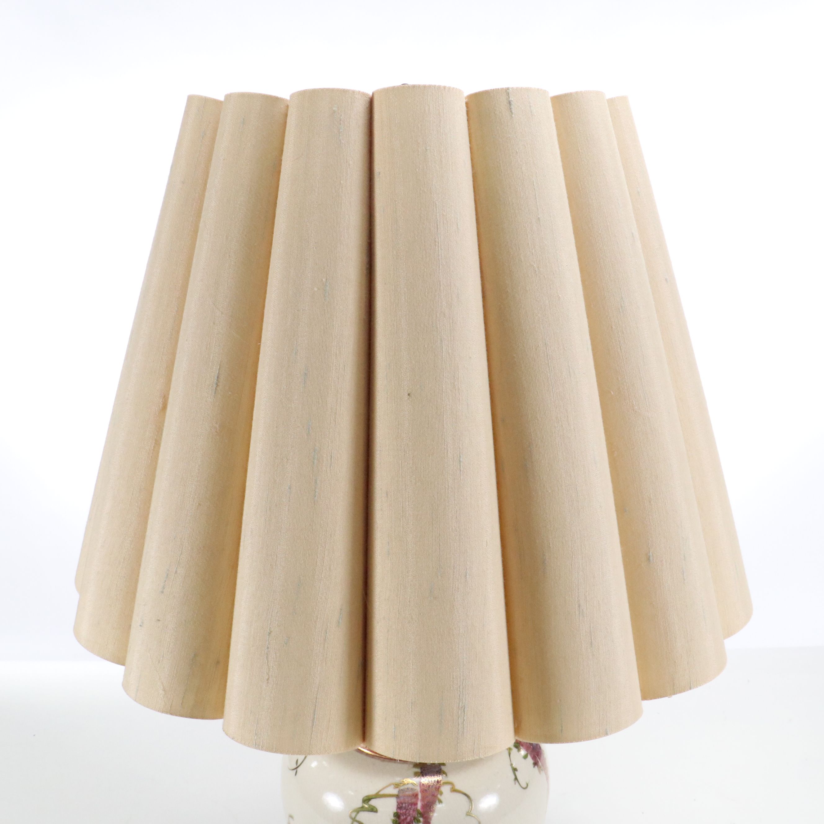 Satsuma Style Porcelain Ginger Jar Table Lamp with Scalloped Shade