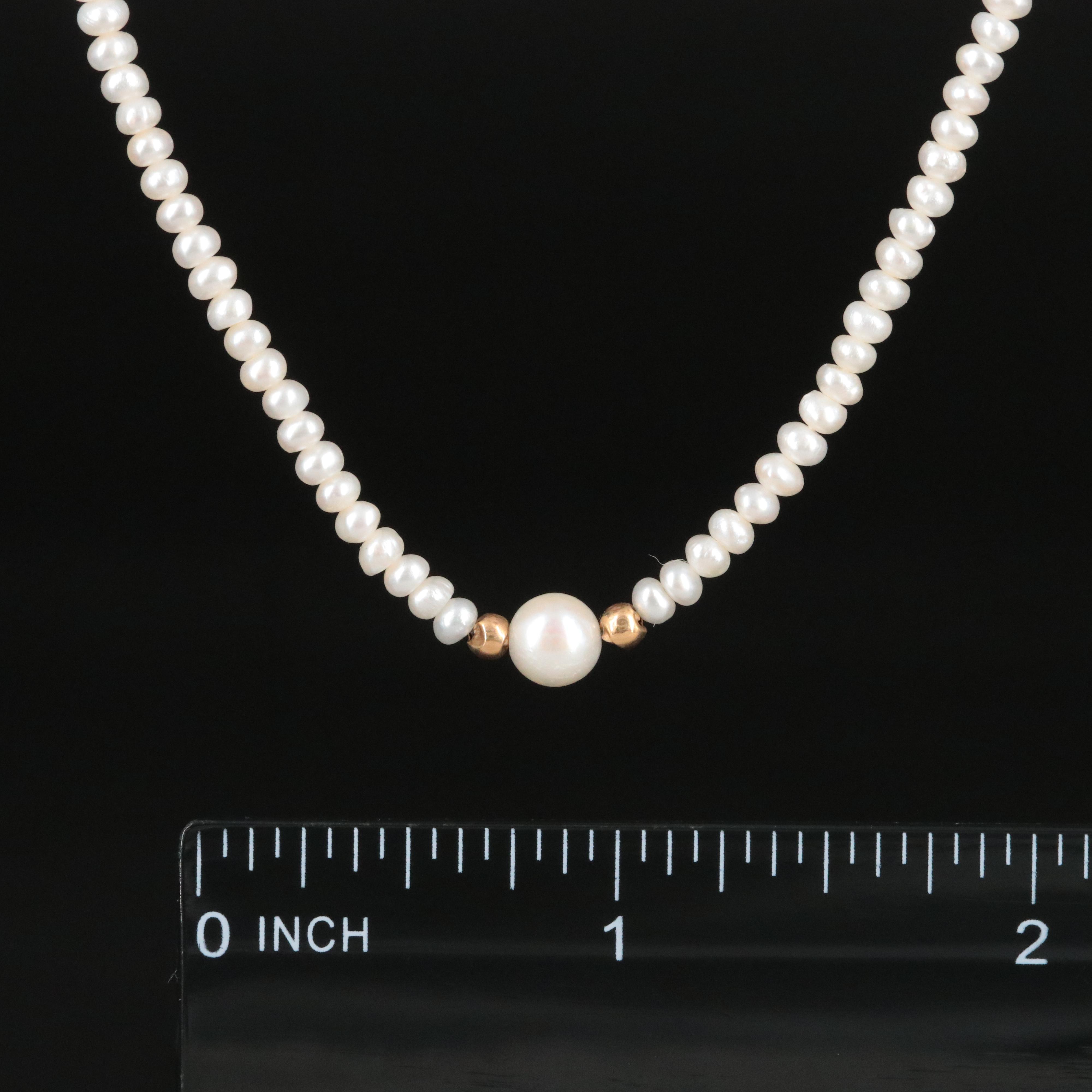 Pearl Necklace with 14K Spacers and Clasp