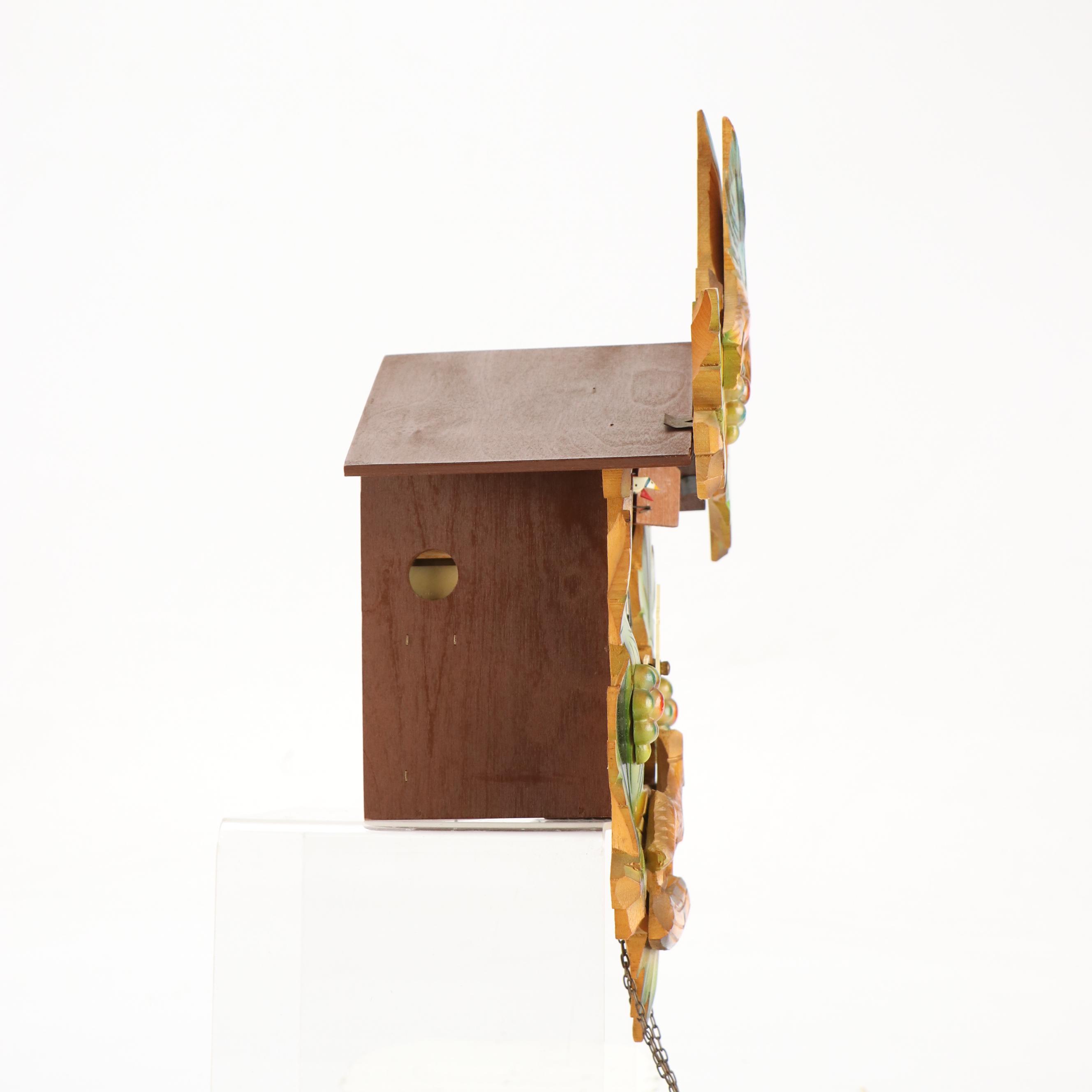 West German Polychrome Carved Wood Cuckoo Clock, Late 20th C.