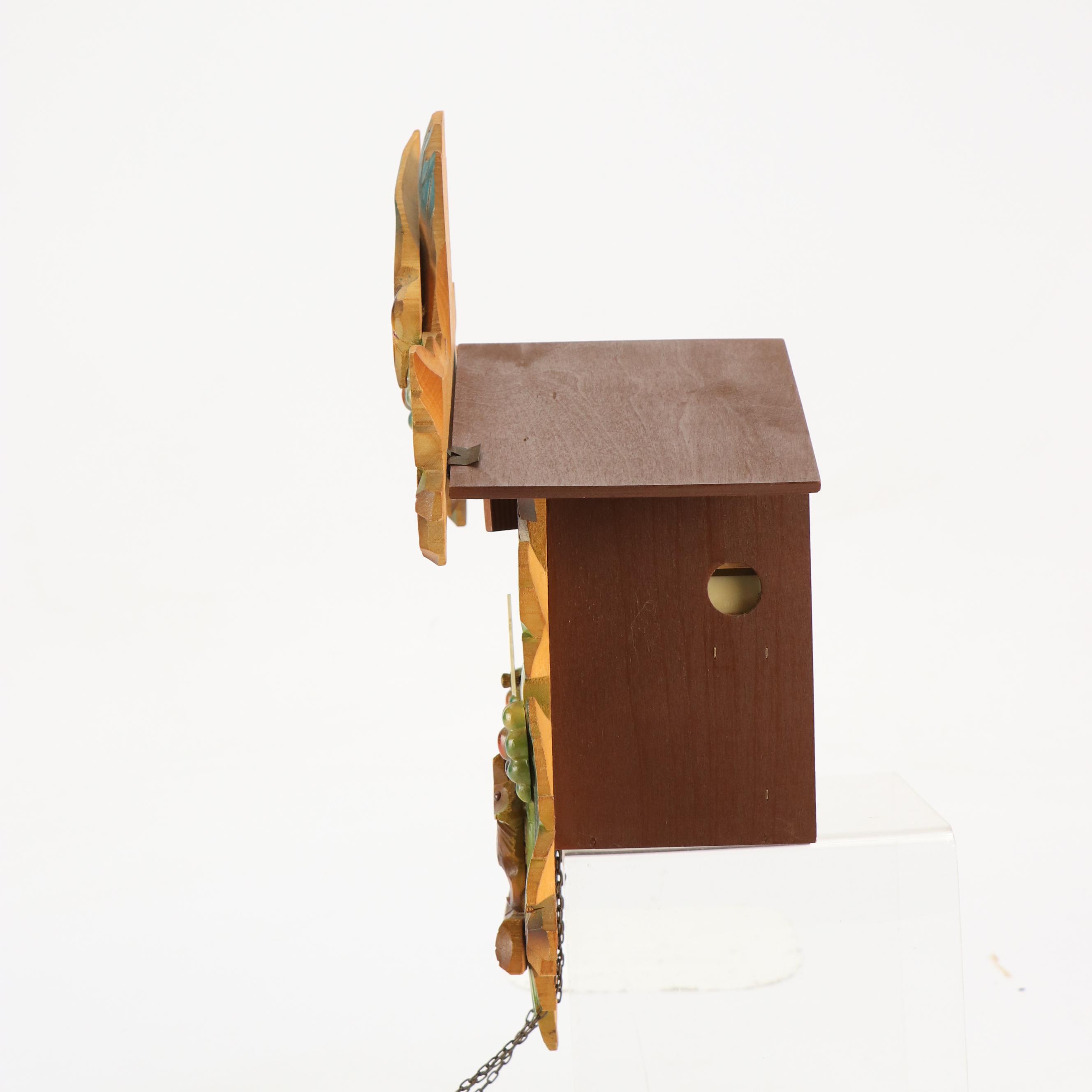 West German Polychrome Carved Wood Cuckoo Clock, Late 20th C.