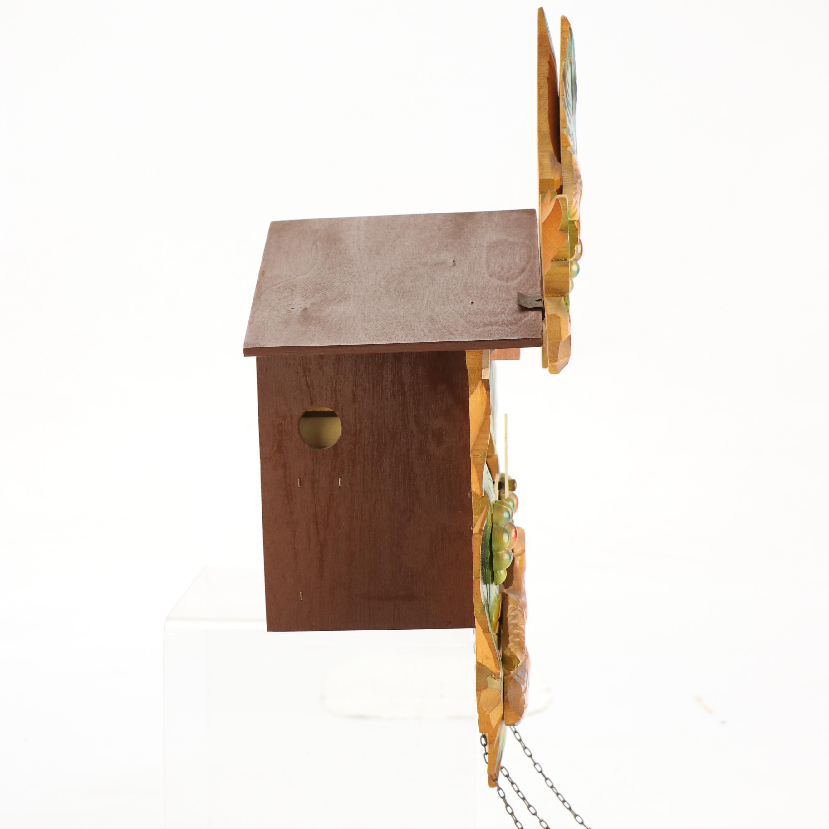 West German Polychrome Carved Wood Cuckoo Clock, Late 20th C.