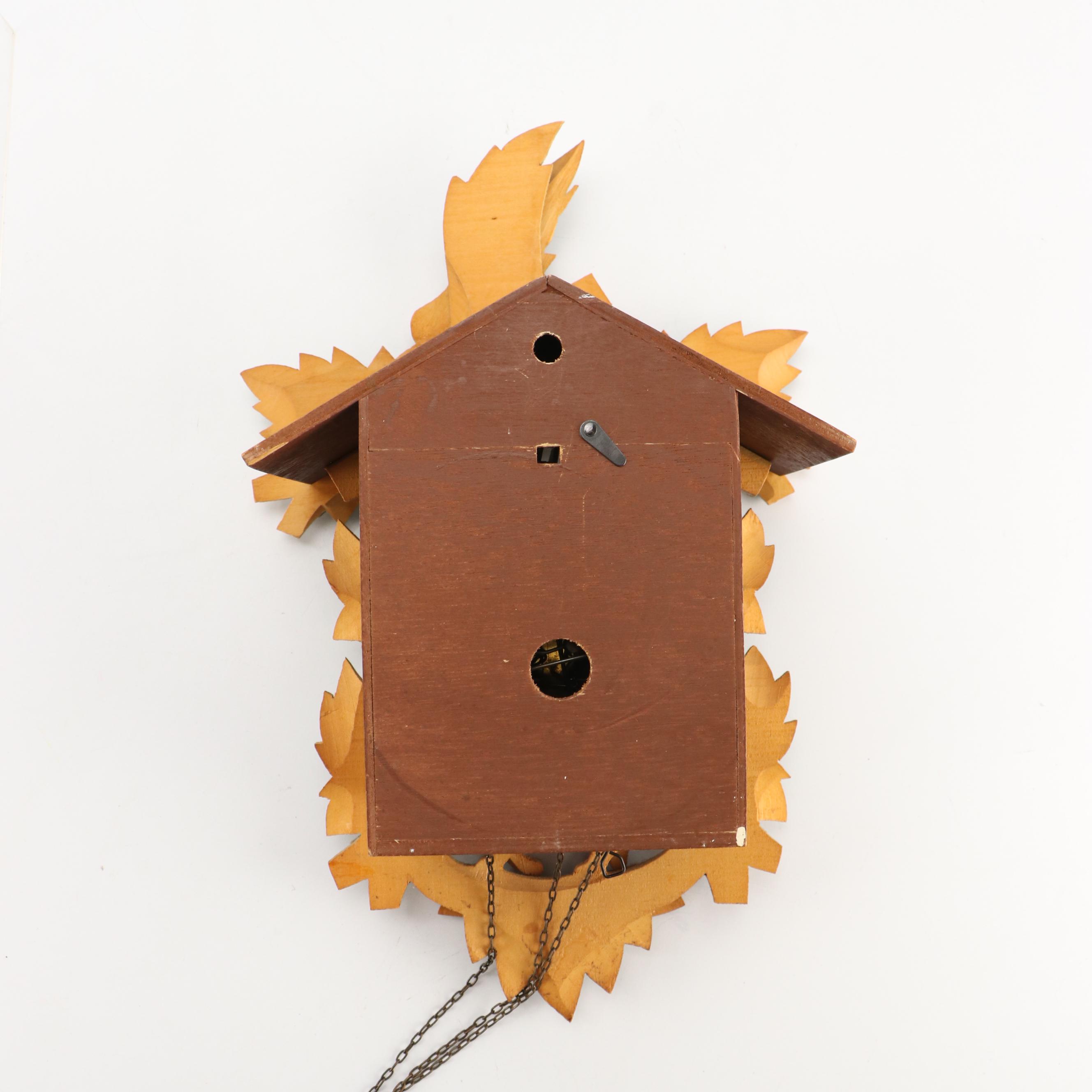 West German Polychrome Carved Wood Cuckoo Clock, Late 20th C.