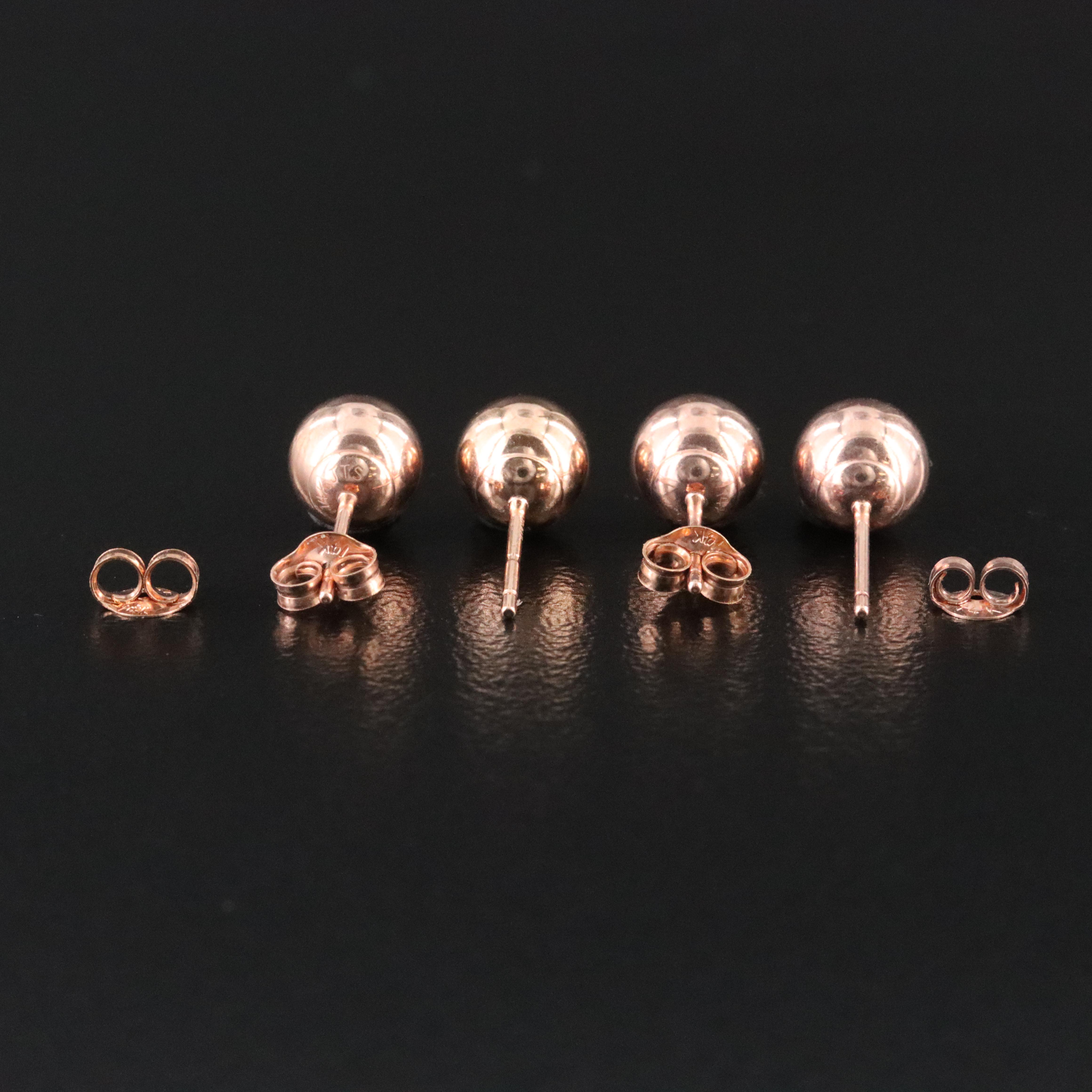 14K Rose Gold Stud Earrings