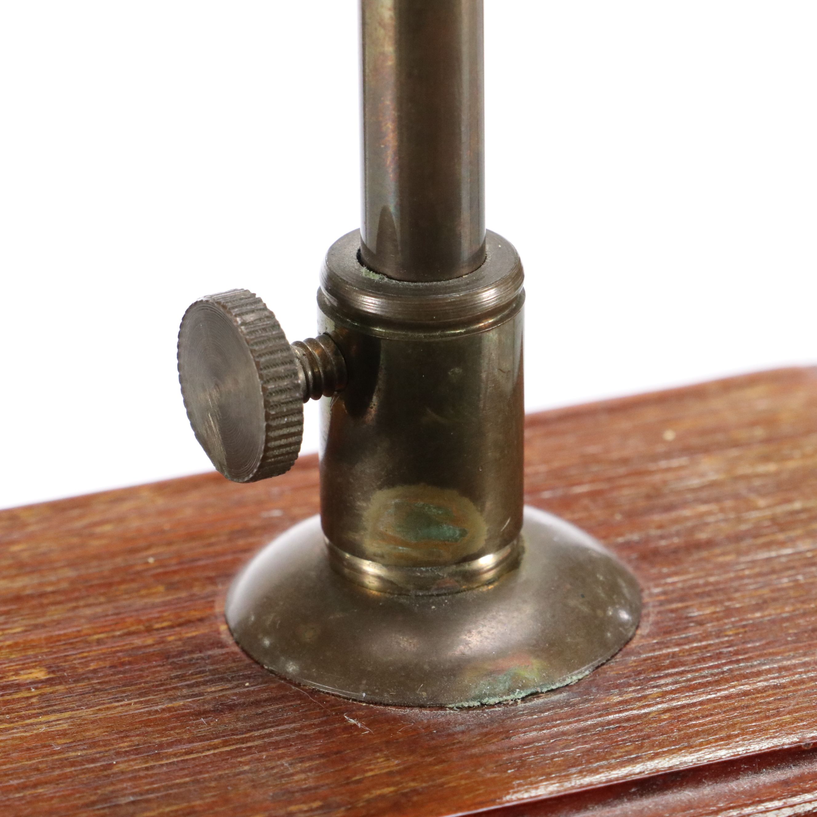 Chinese Bronzed Metal Archaistic Lamp with Square Pagoda Shade