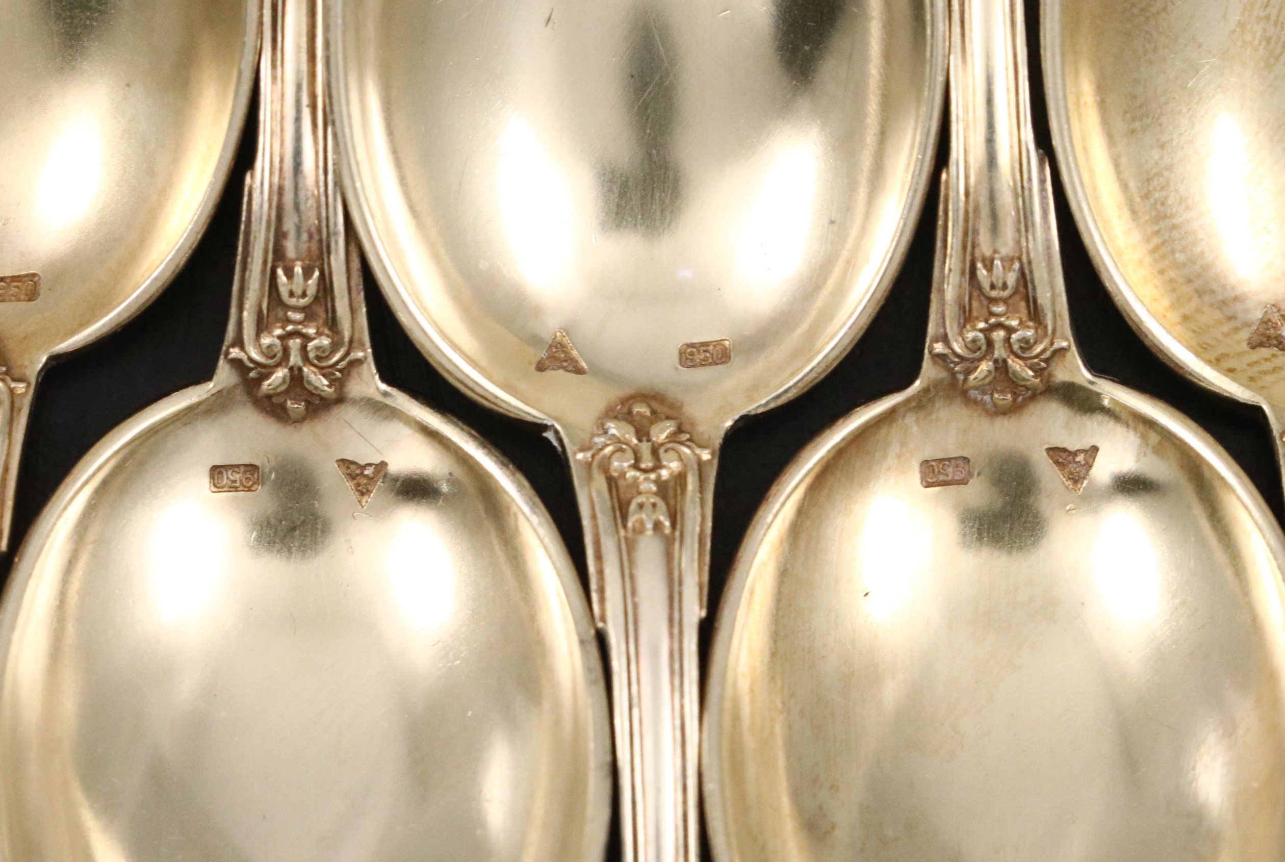 Belgian 950 Silver Demitasse Spoons with Presentation Box