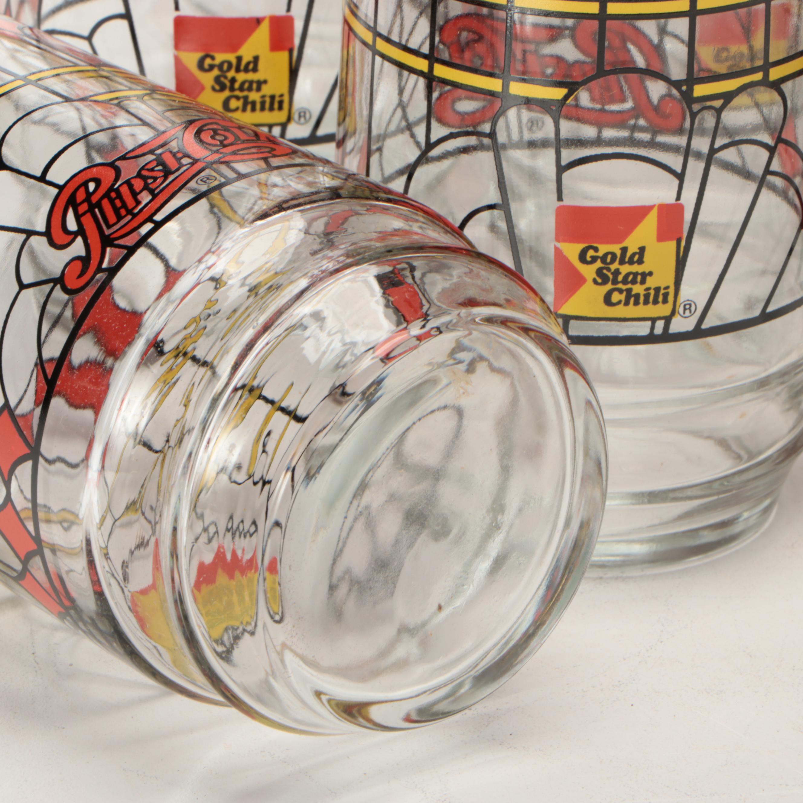Indiana Glass Gold Star Chili Pepsi-Cola Tumblers