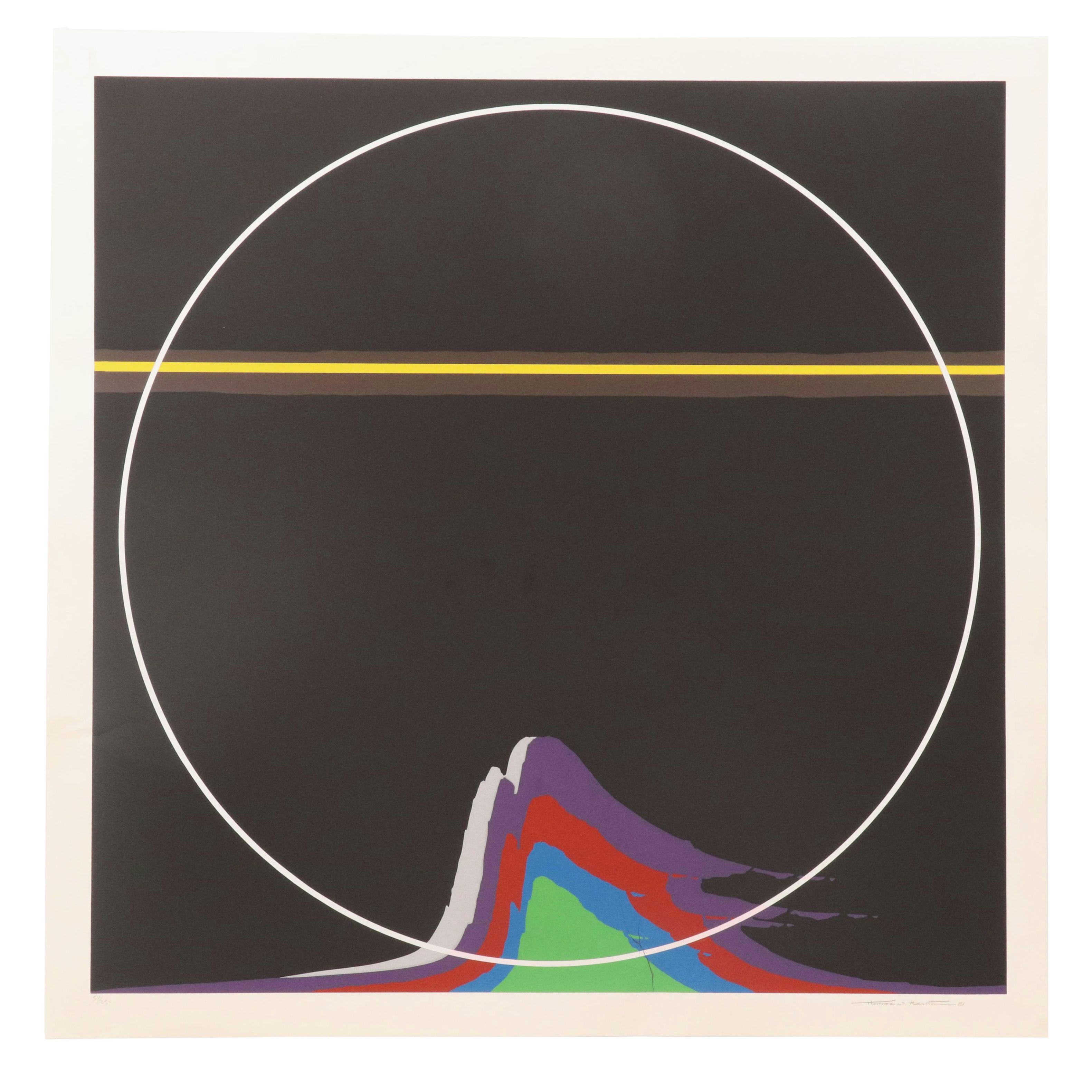 Thomas Whelan Benton Abstract Serigraph "Rainbow Mountain," 1981