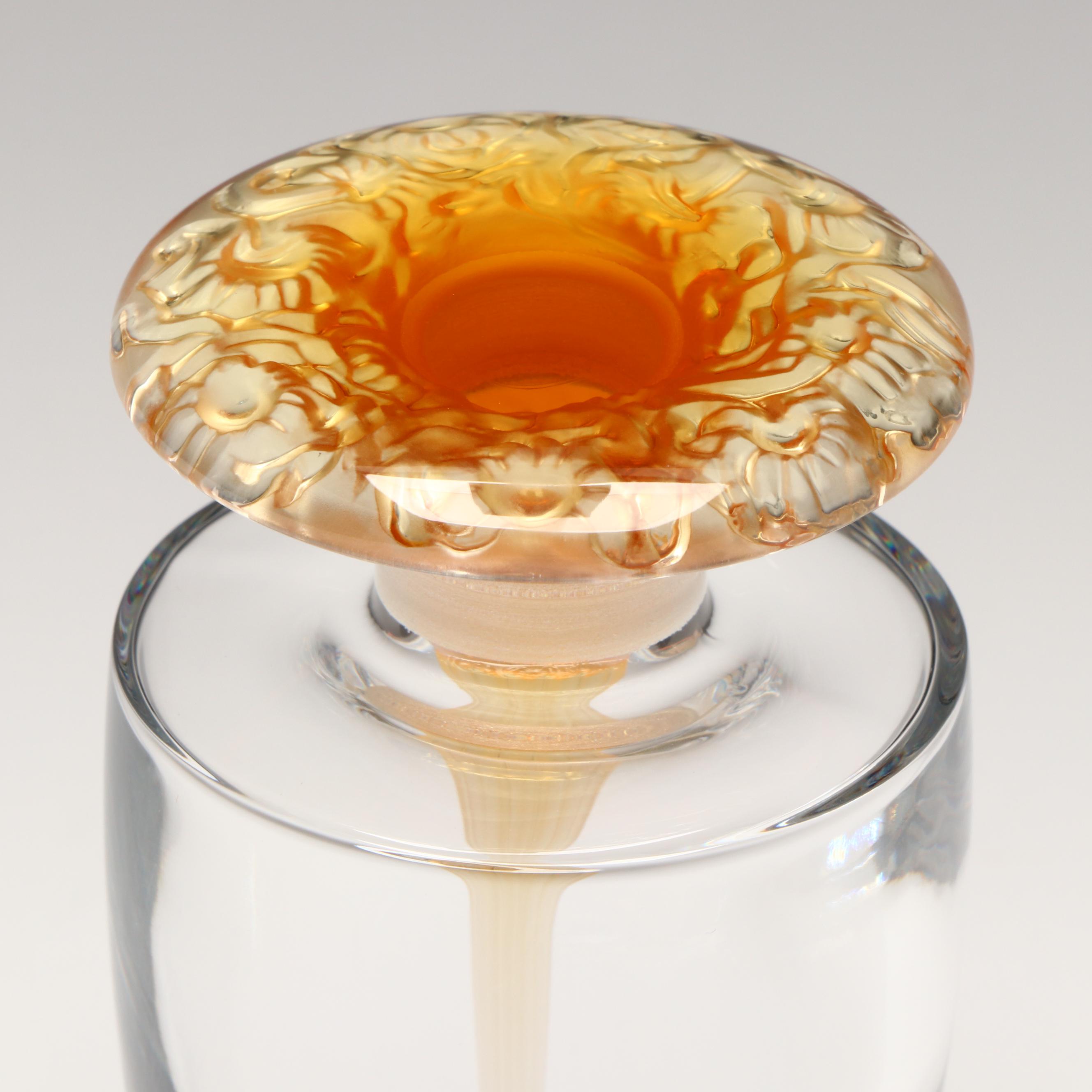 Lalique "Bucolique" Crystal Perfume Bottle with Amber Stopper