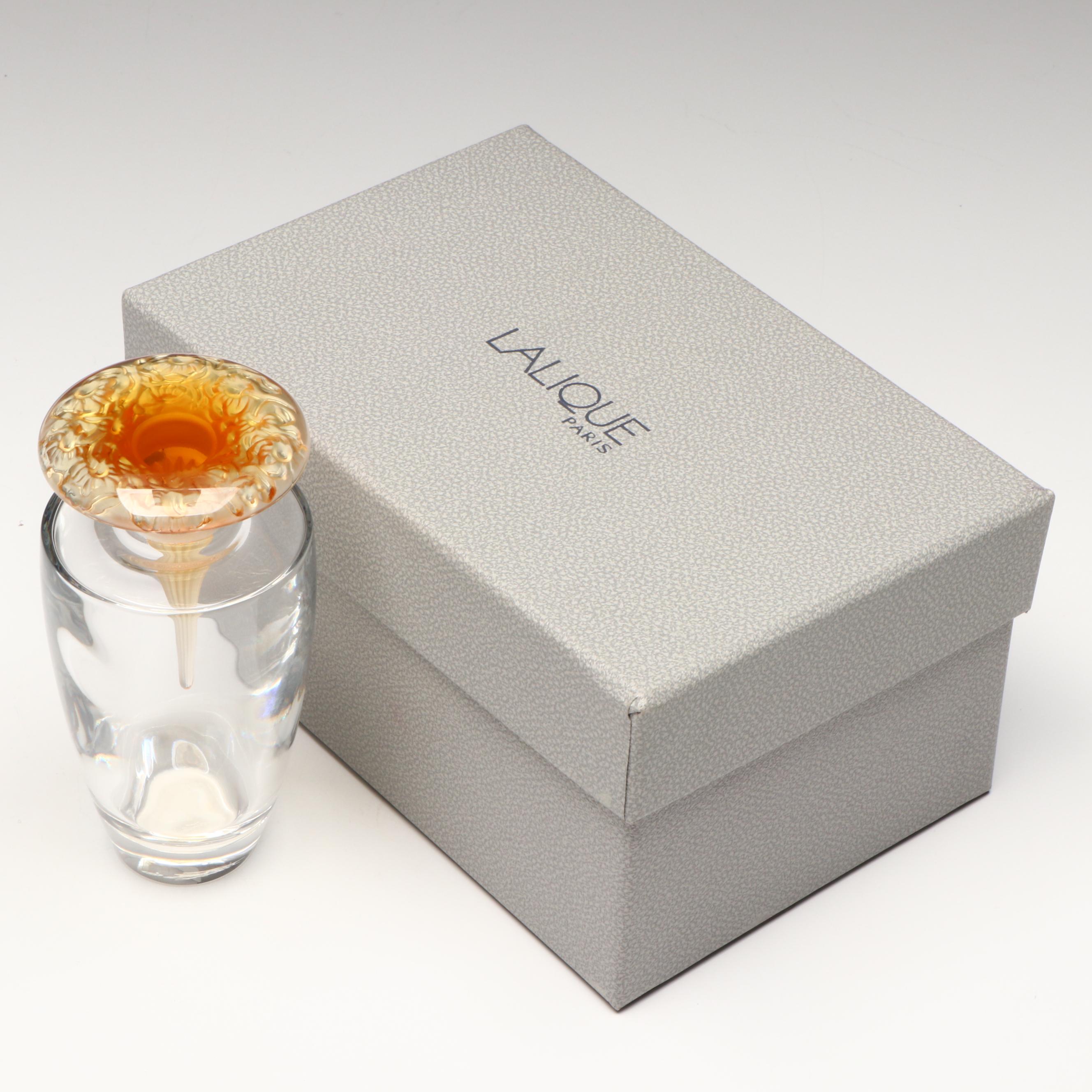 Lalique "Bucolique" Crystal Perfume Bottle with Amber Stopper