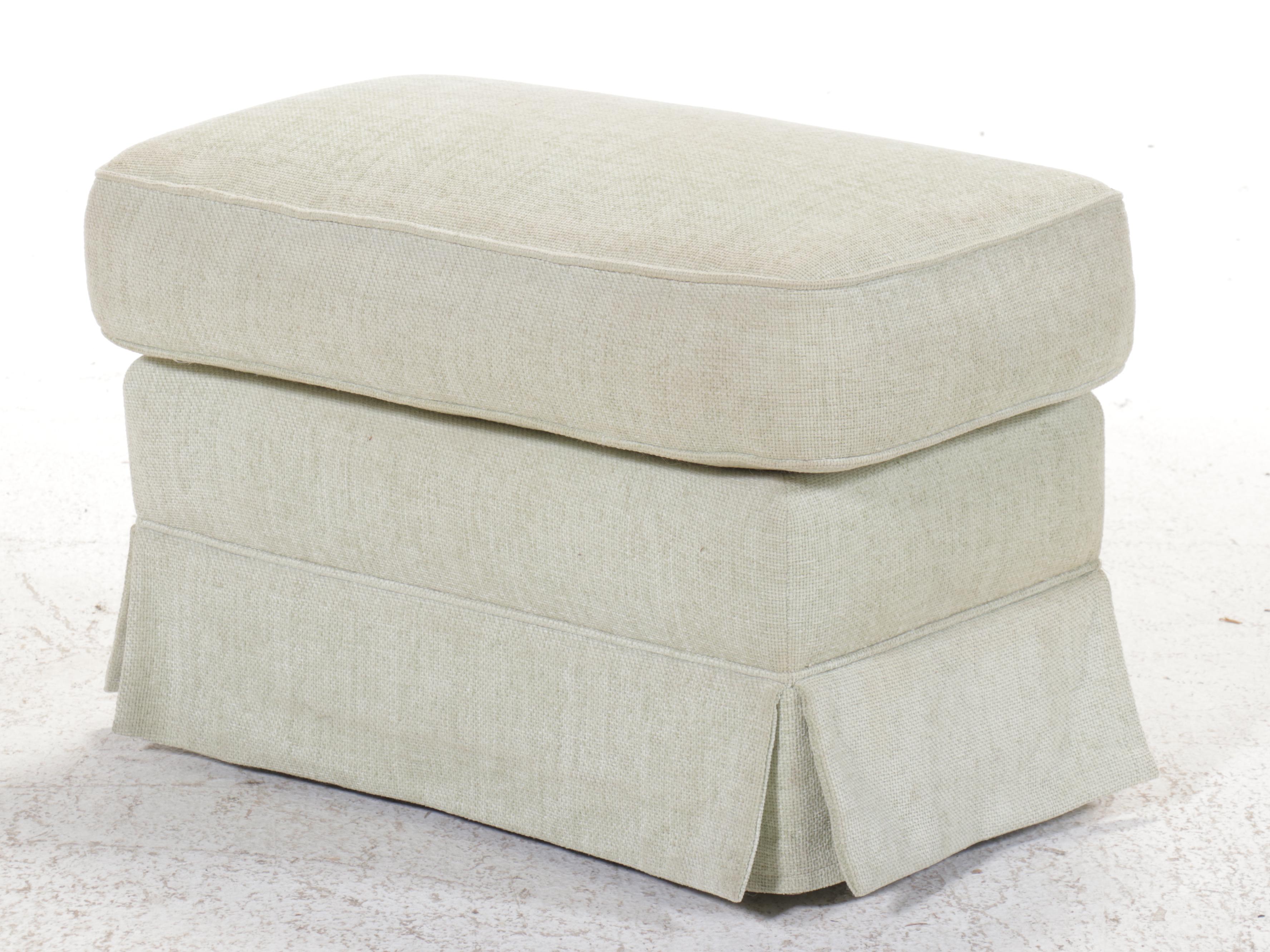 Pair of Green Chenille Covered Storage Ottomans on Casters