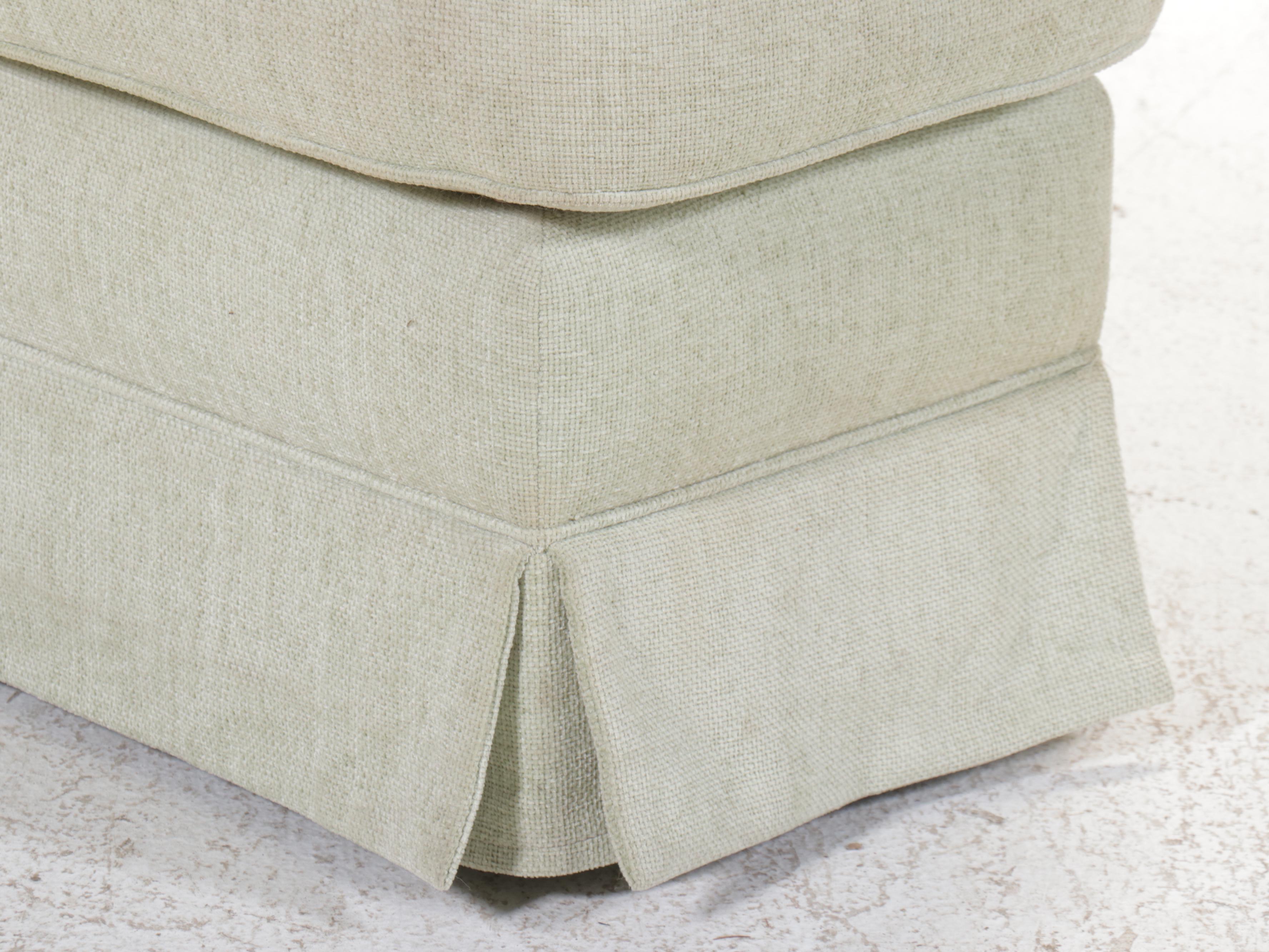 Pair of Green Chenille Covered Storage Ottomans on Casters