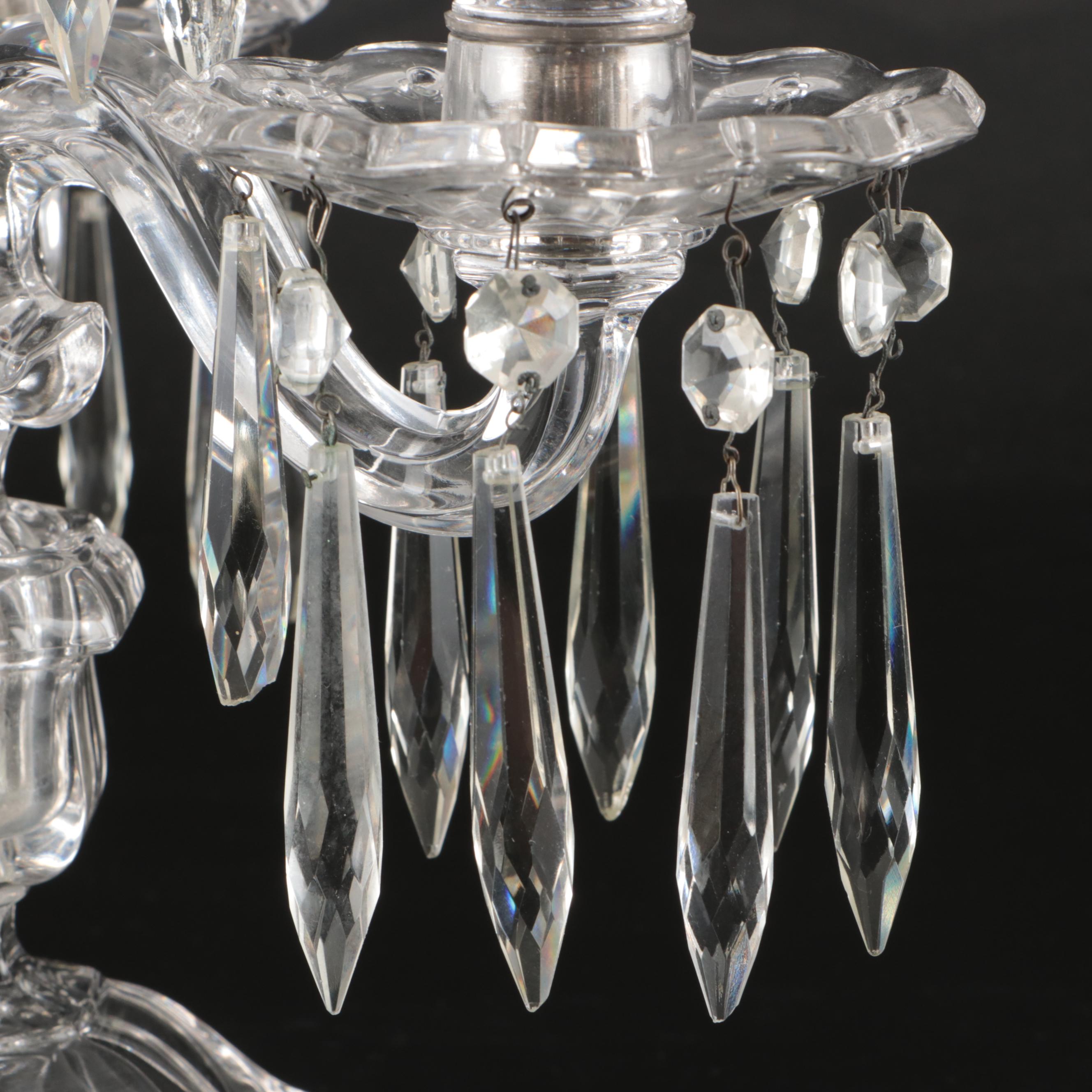 Heisey "Old Williamsburg" Glass Three-Arm Candelabra, Early to Mid-20th Century