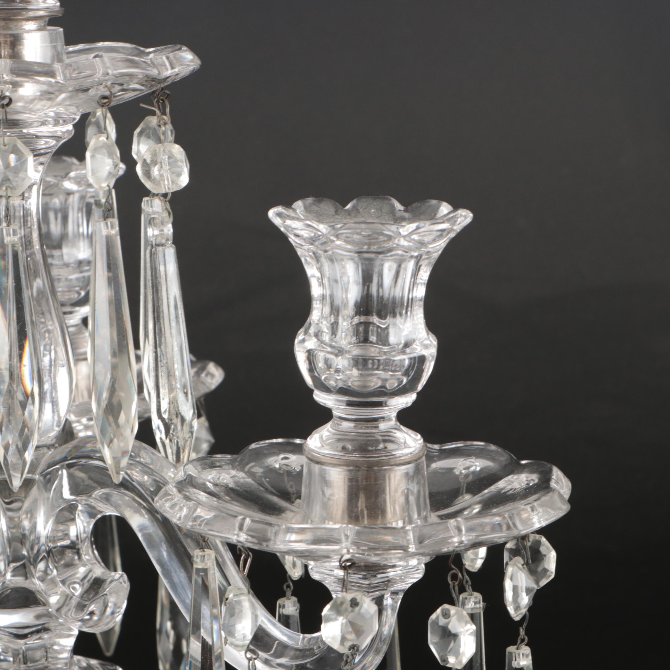 Heisey "Old Williamsburg" Glass Three-Arm Candelabra, Early to Mid-20th Century