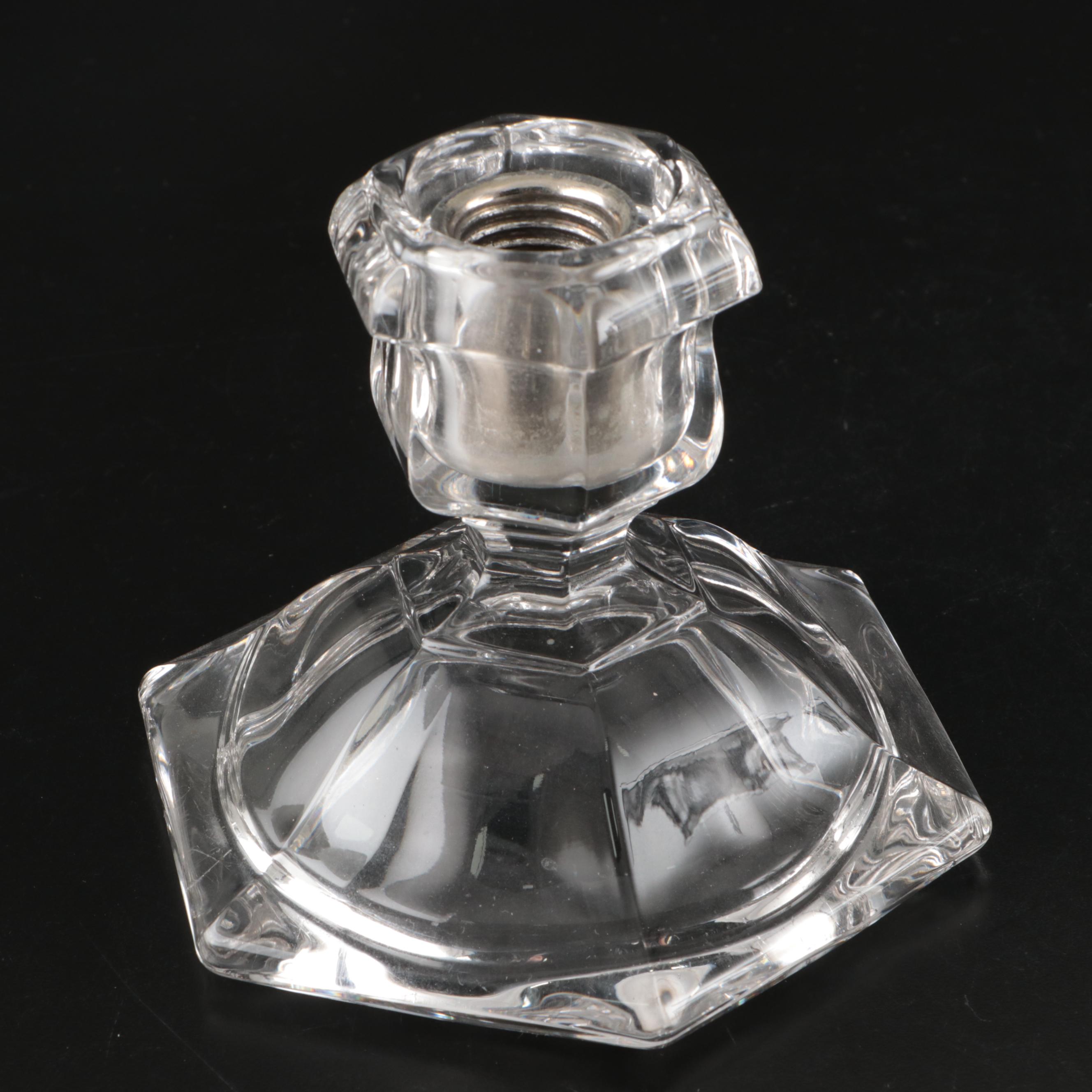 Heisey "Old Williamsburg" Glass Three-Arm Candelabra, Early to Mid-20th Century