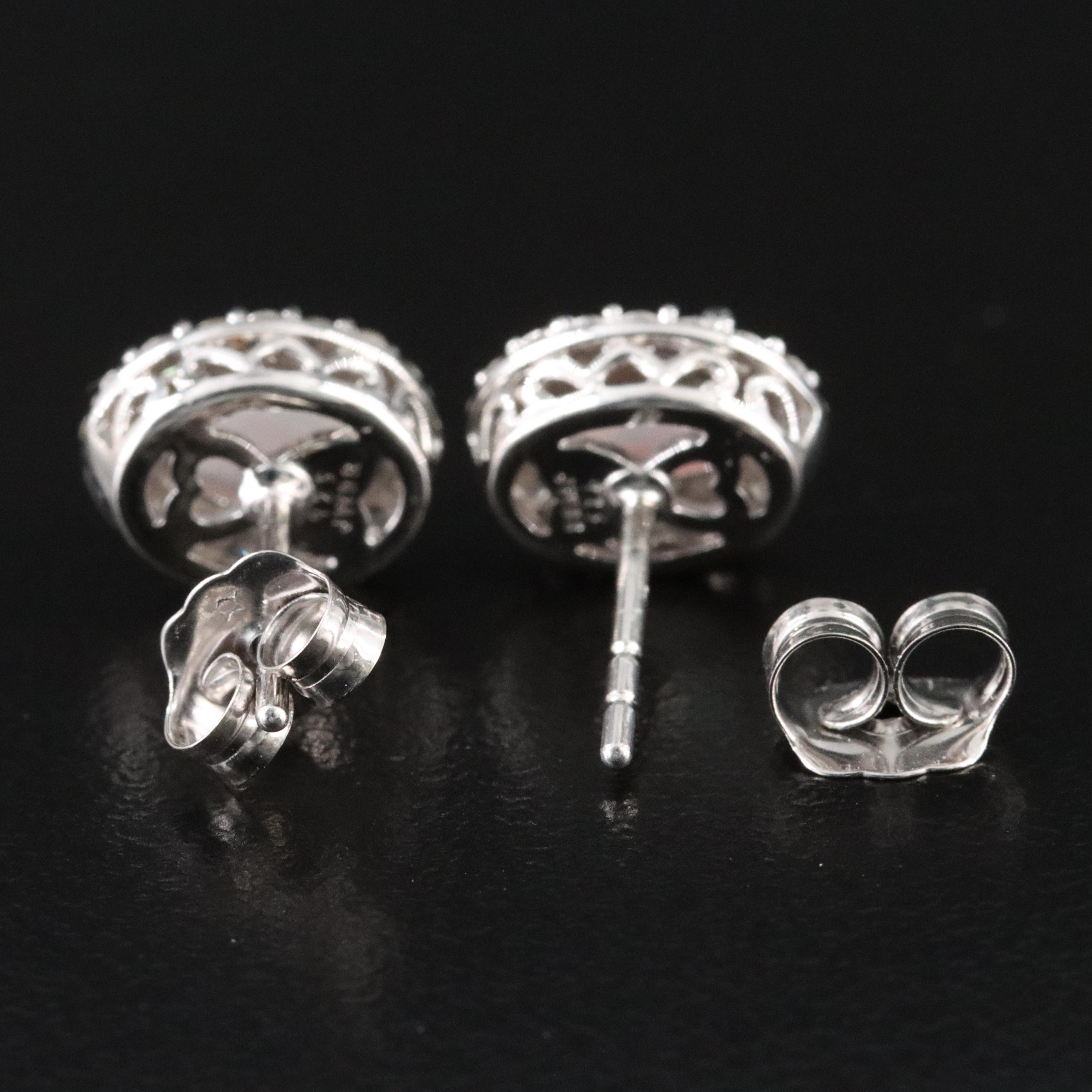 Sterling Opal and White Sapphire Halo Earrings