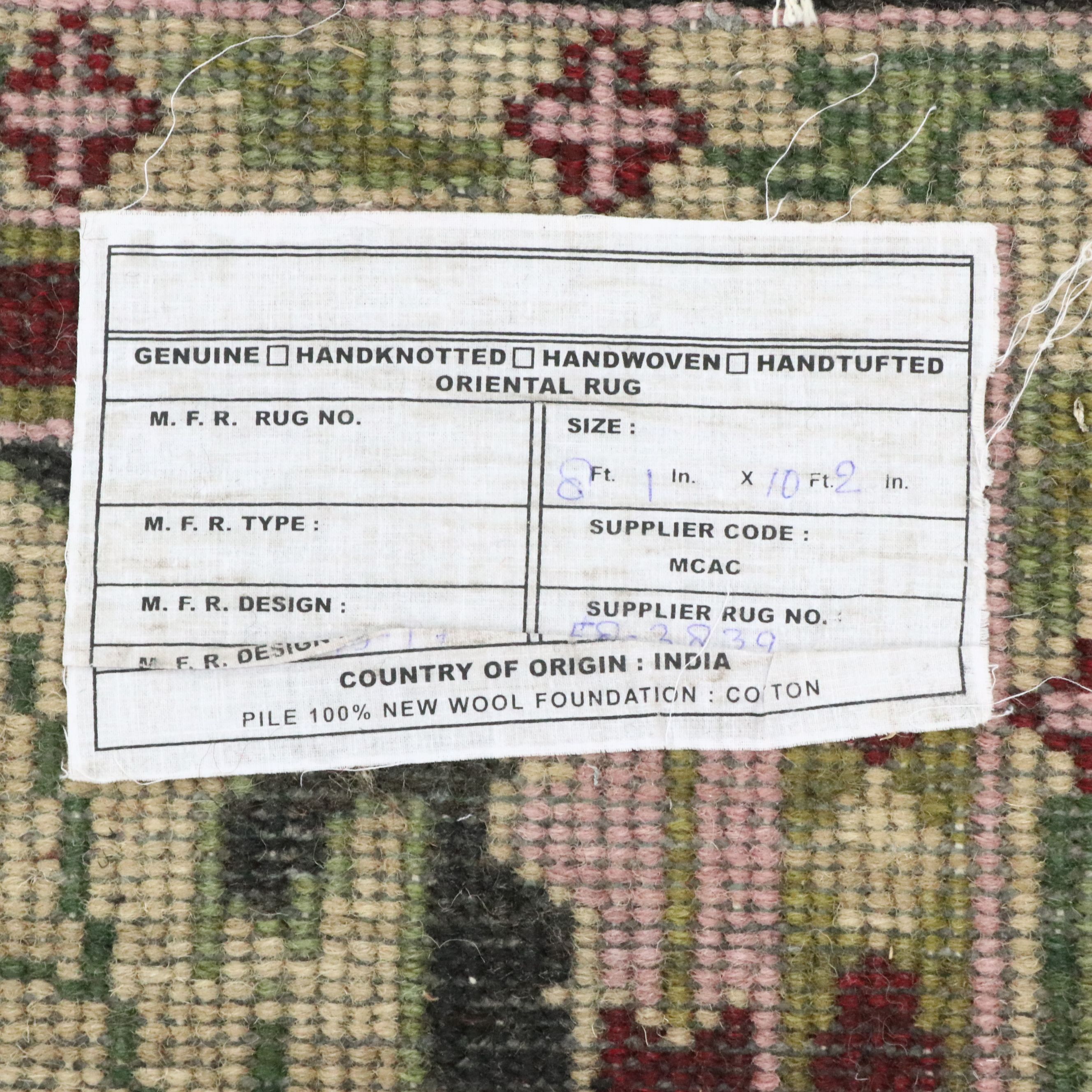 8'1 x 10'2 Hand-Knotted Indian Area Rug