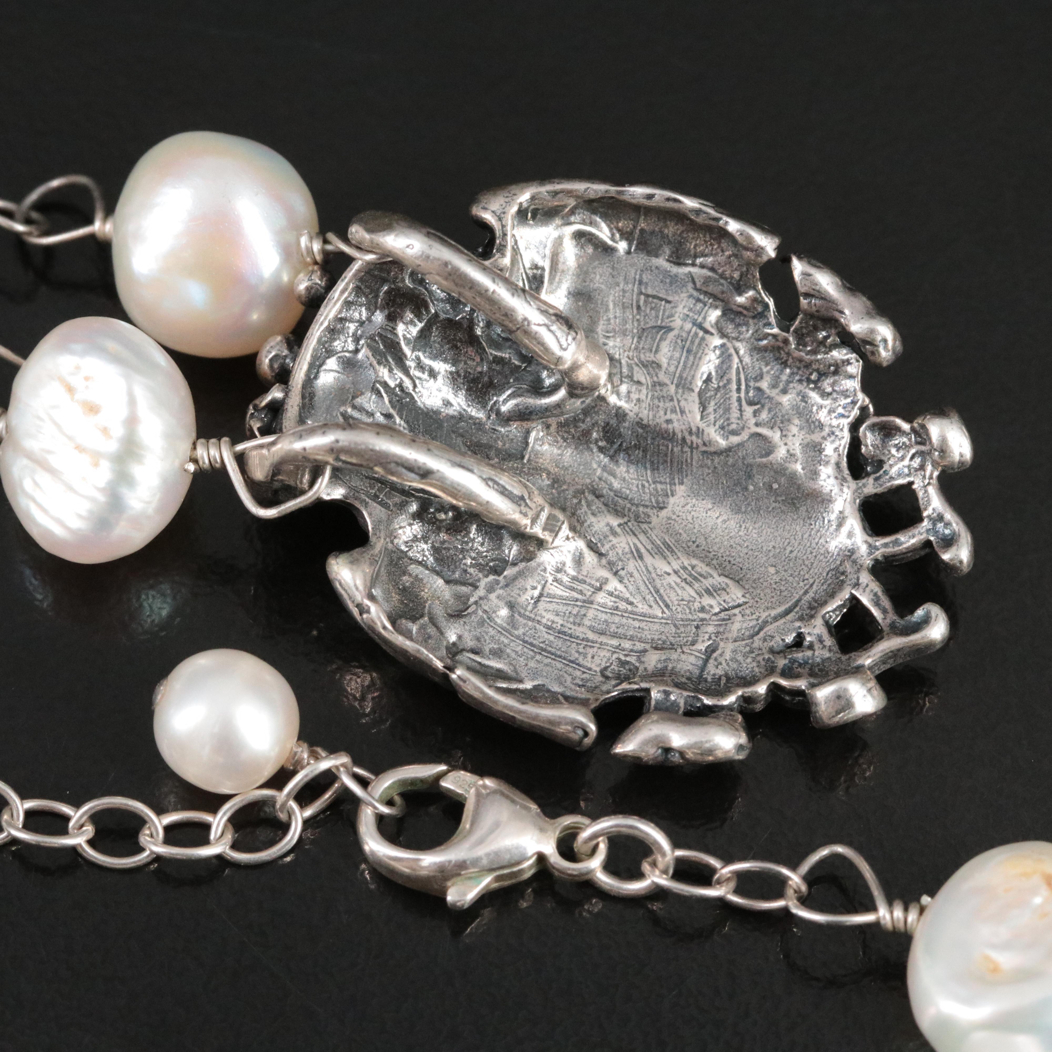 Sterling Cross Pearl Necklace