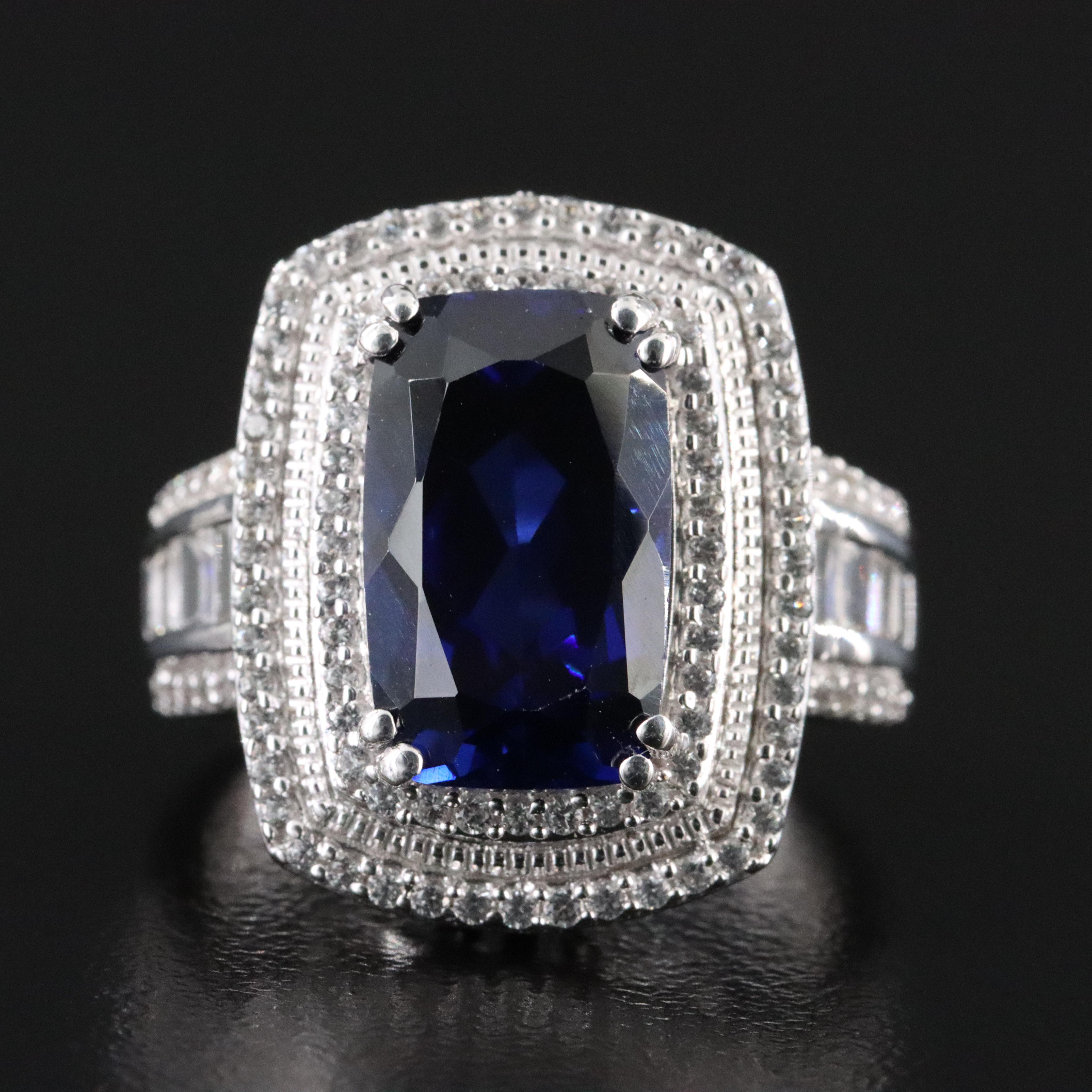 Sterling Blue and White Sapphire Ring