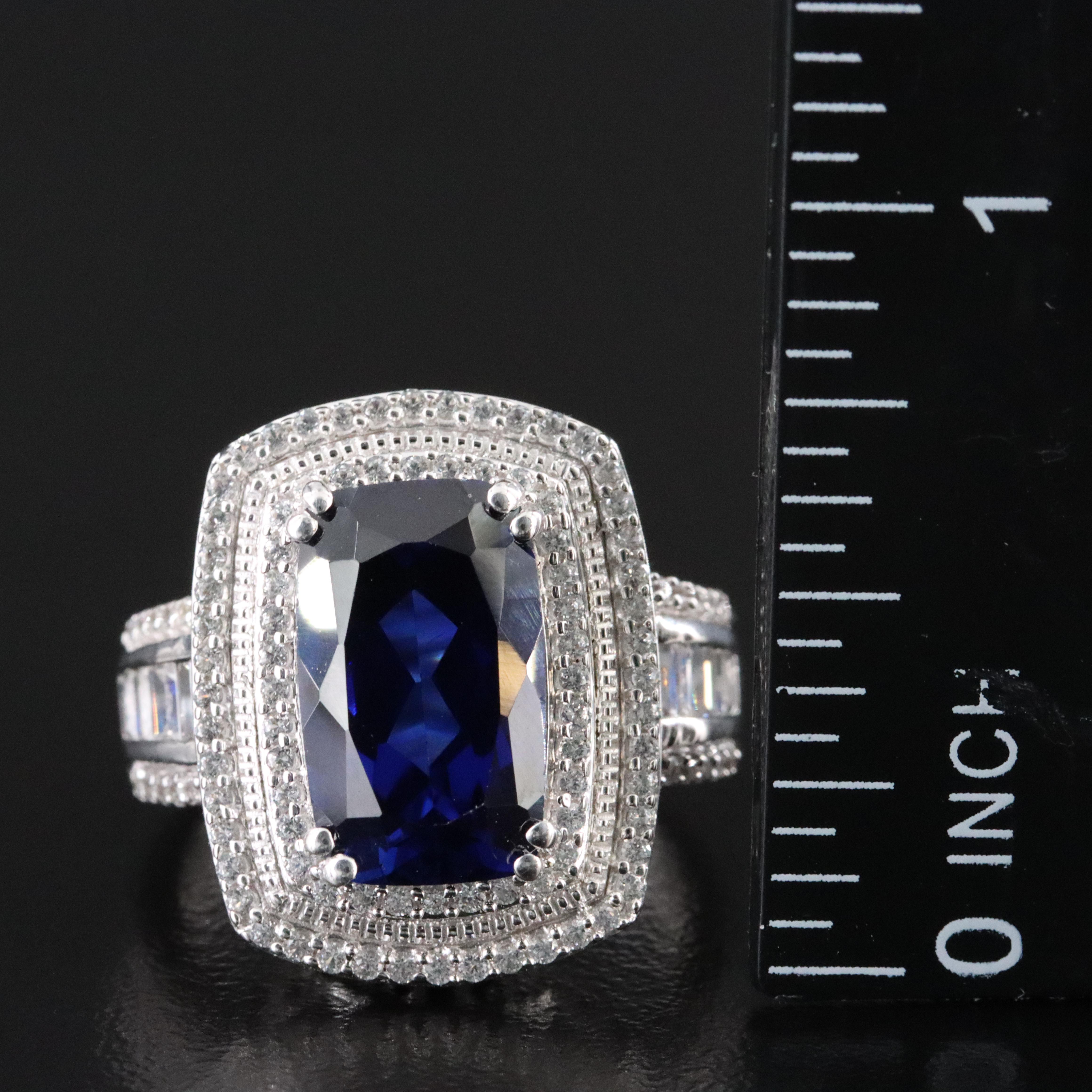 Sterling Blue and White Sapphire Ring