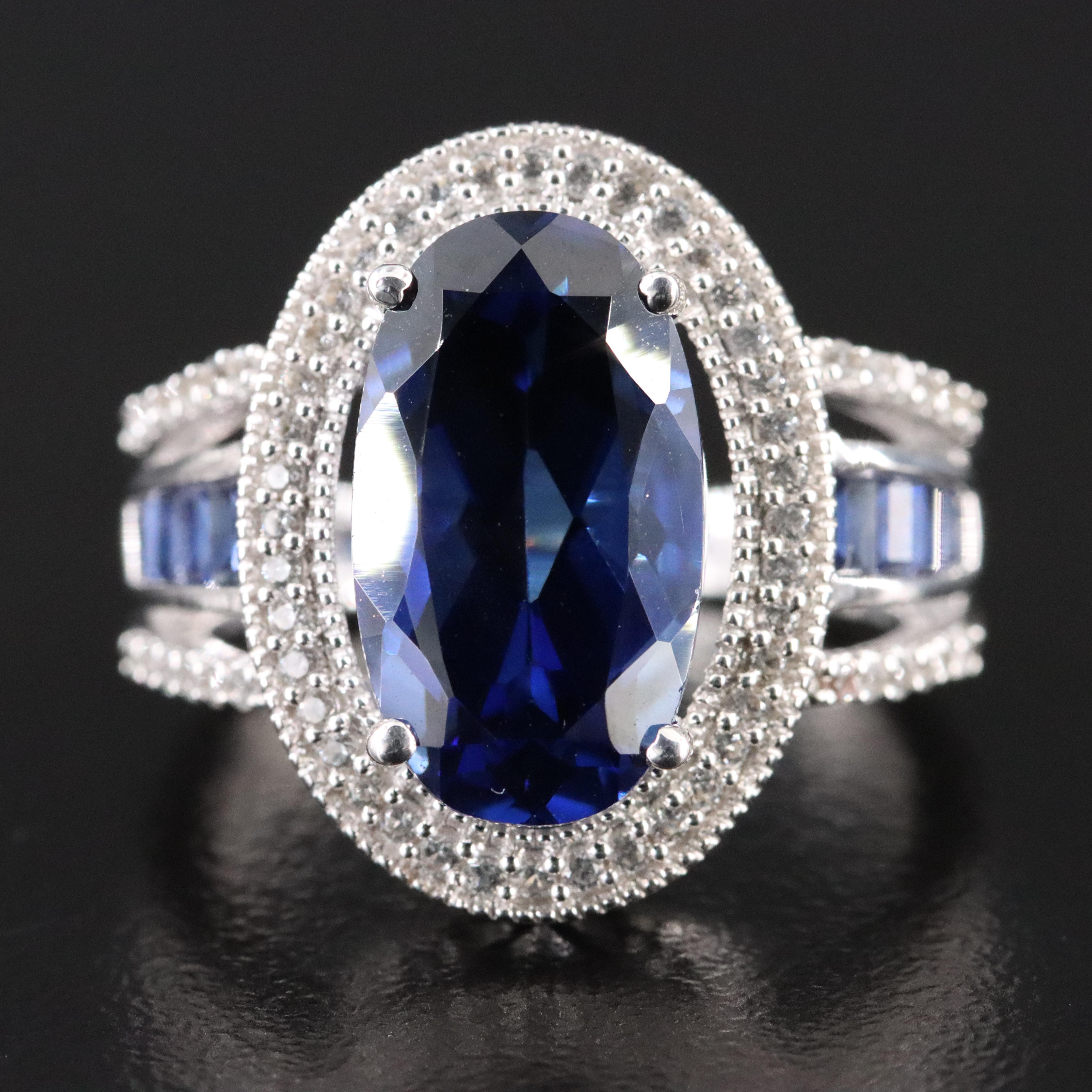 Sterling Blue and White Sapphire Ring
