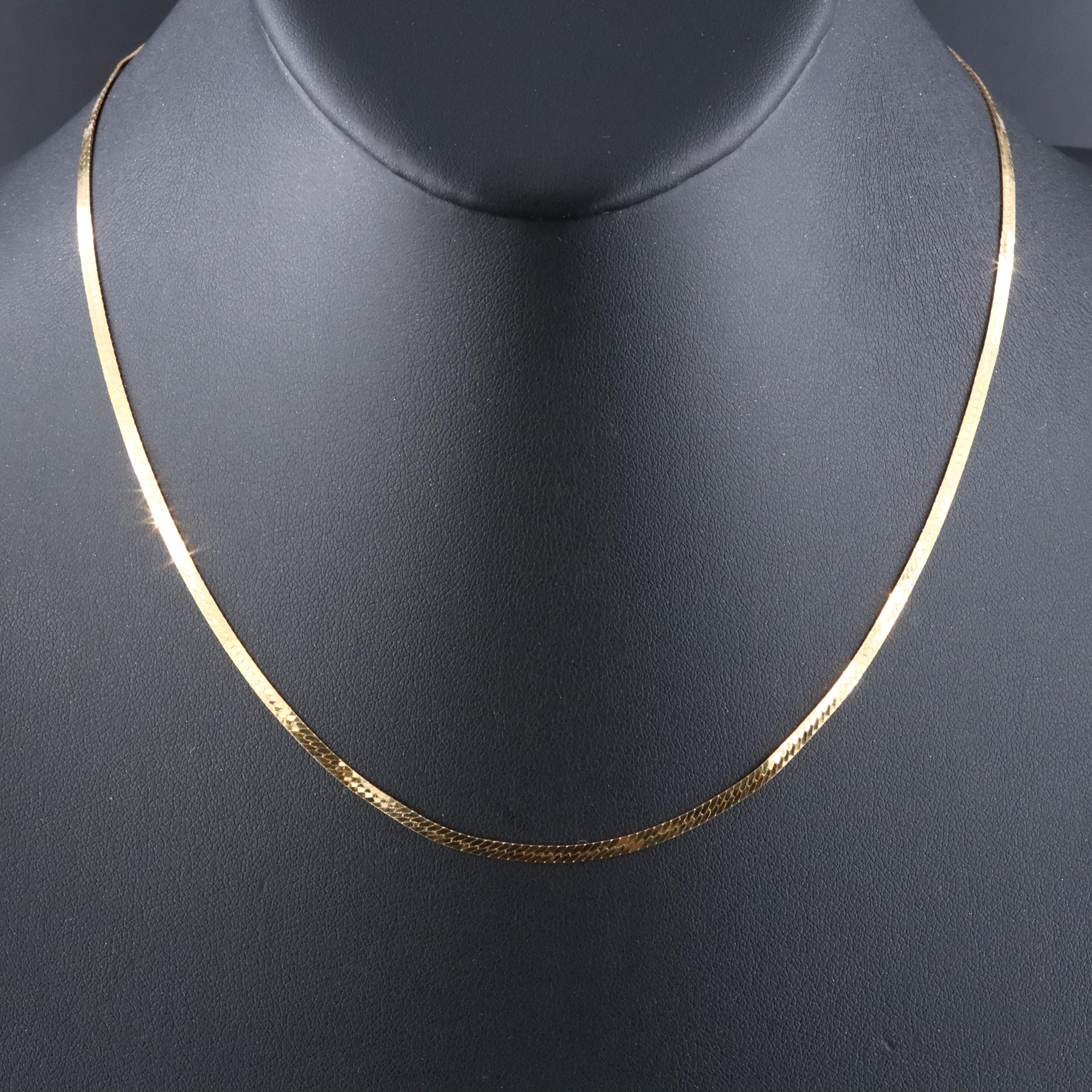 Italian 14K Herringbone Chain Necklace