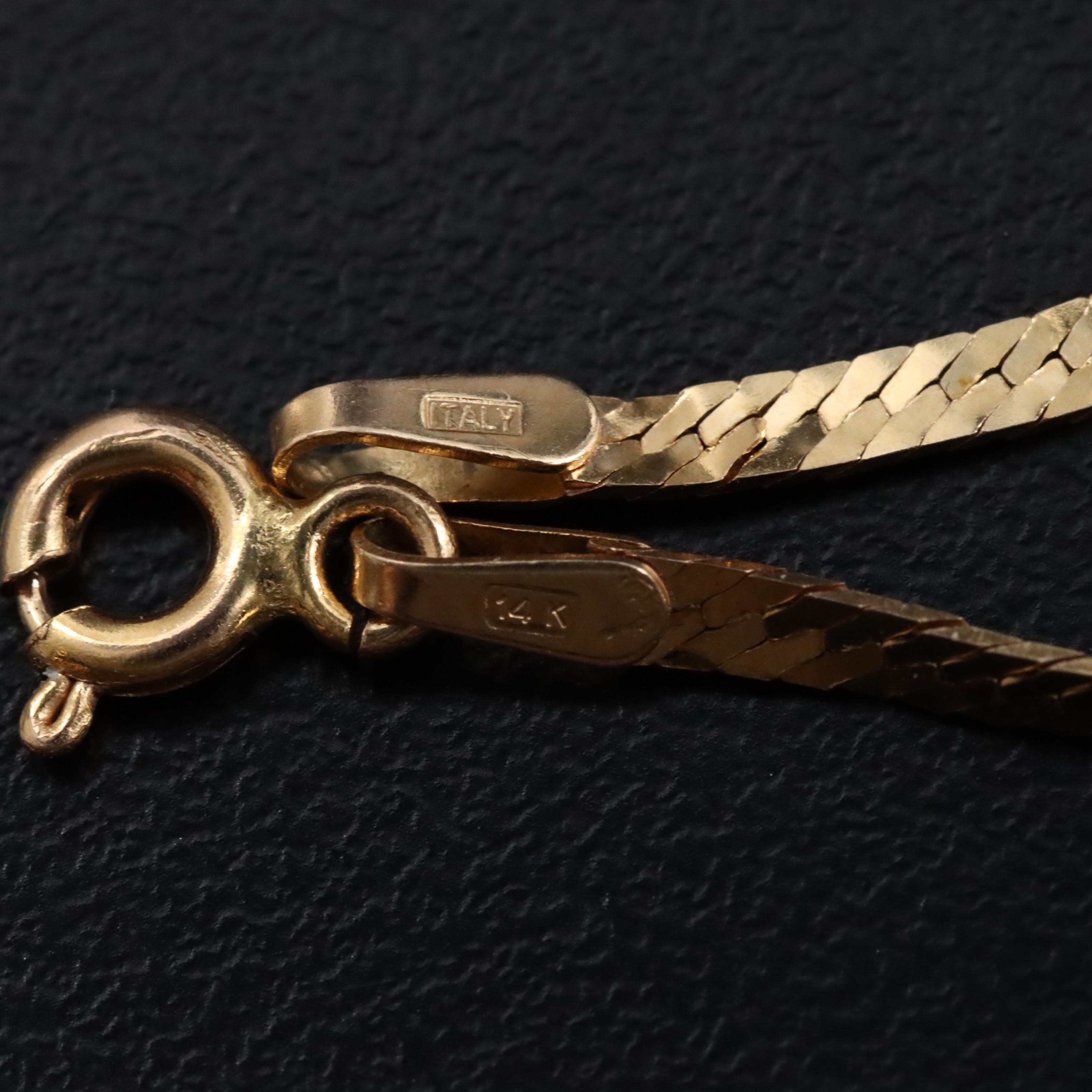 Italian 14K Herringbone Chain Necklace