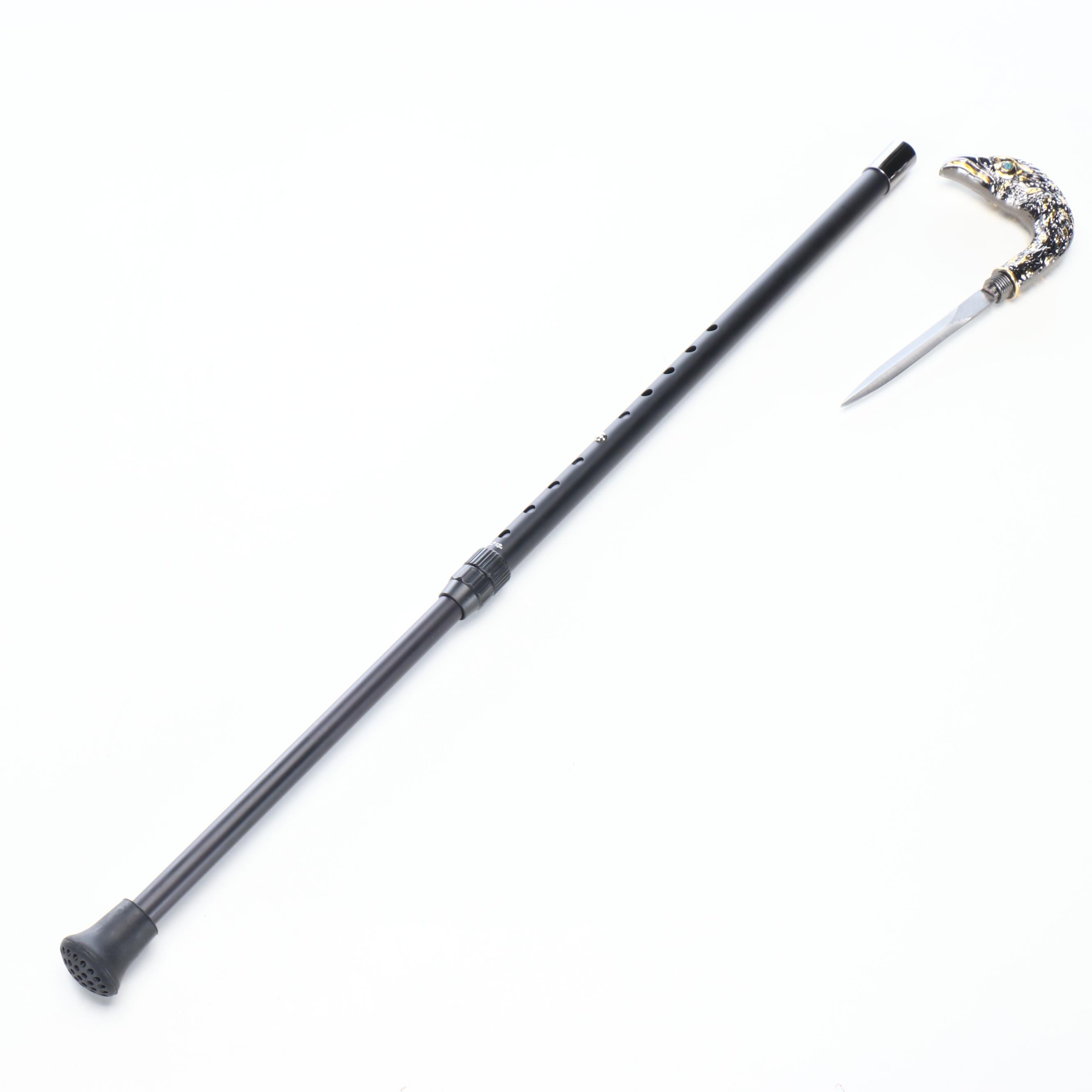 Embossed Eagle Head Adjustable Sword Cane