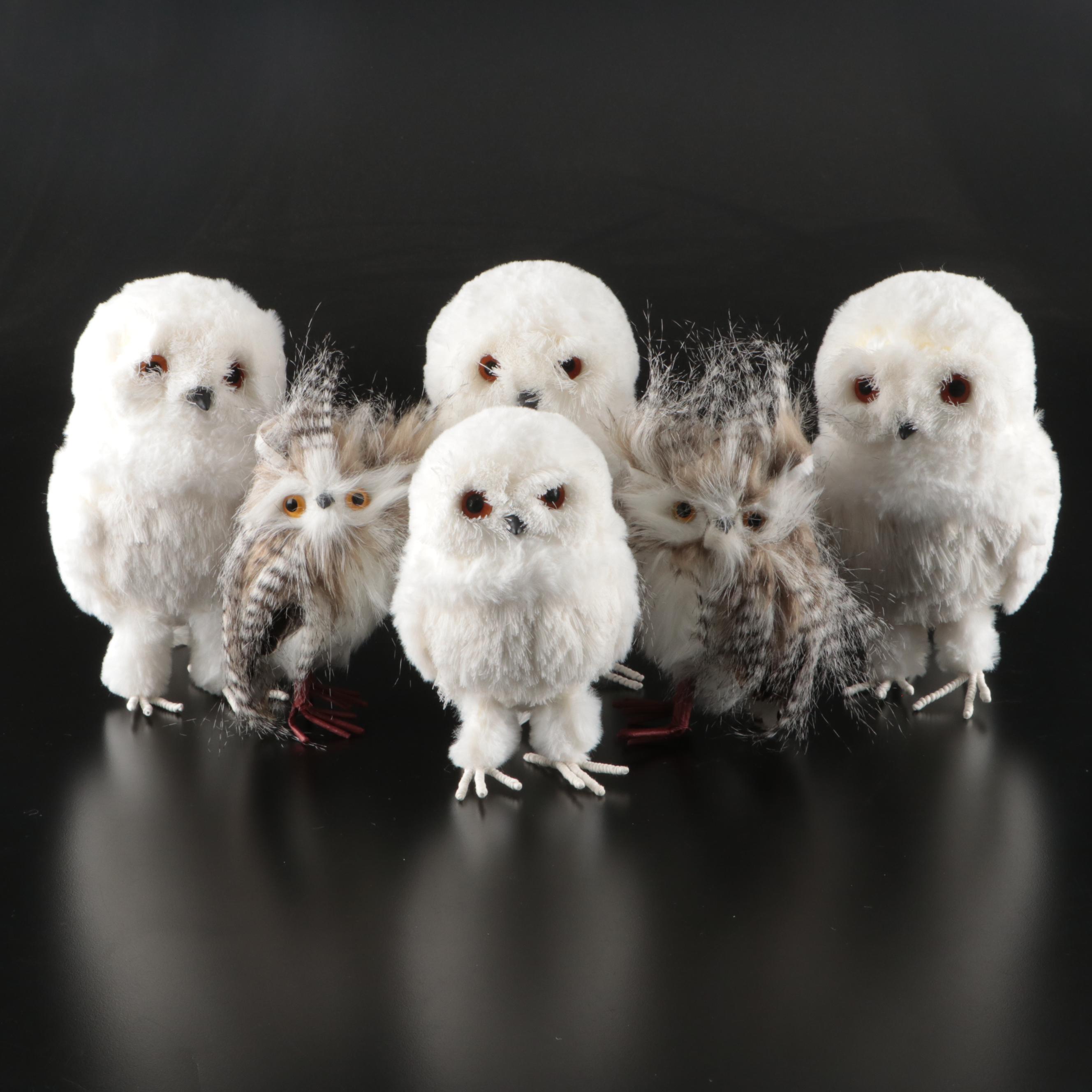 Faux Fur Snowy Owl Figurines
